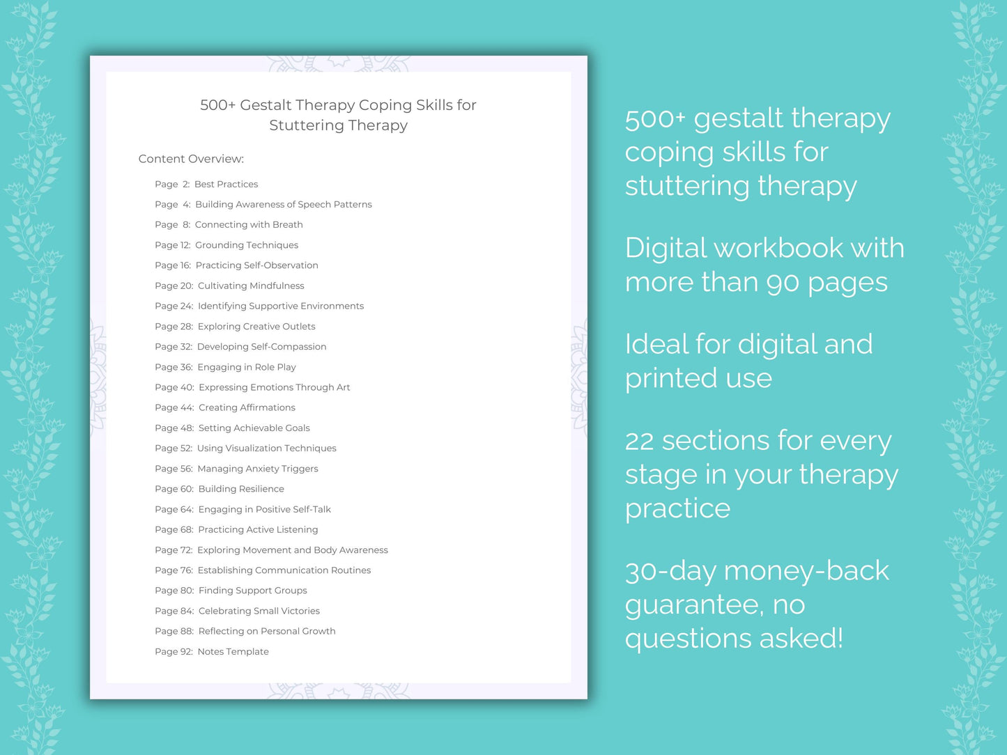 Stuttering Gestalt Therapy Therapist Worksheets