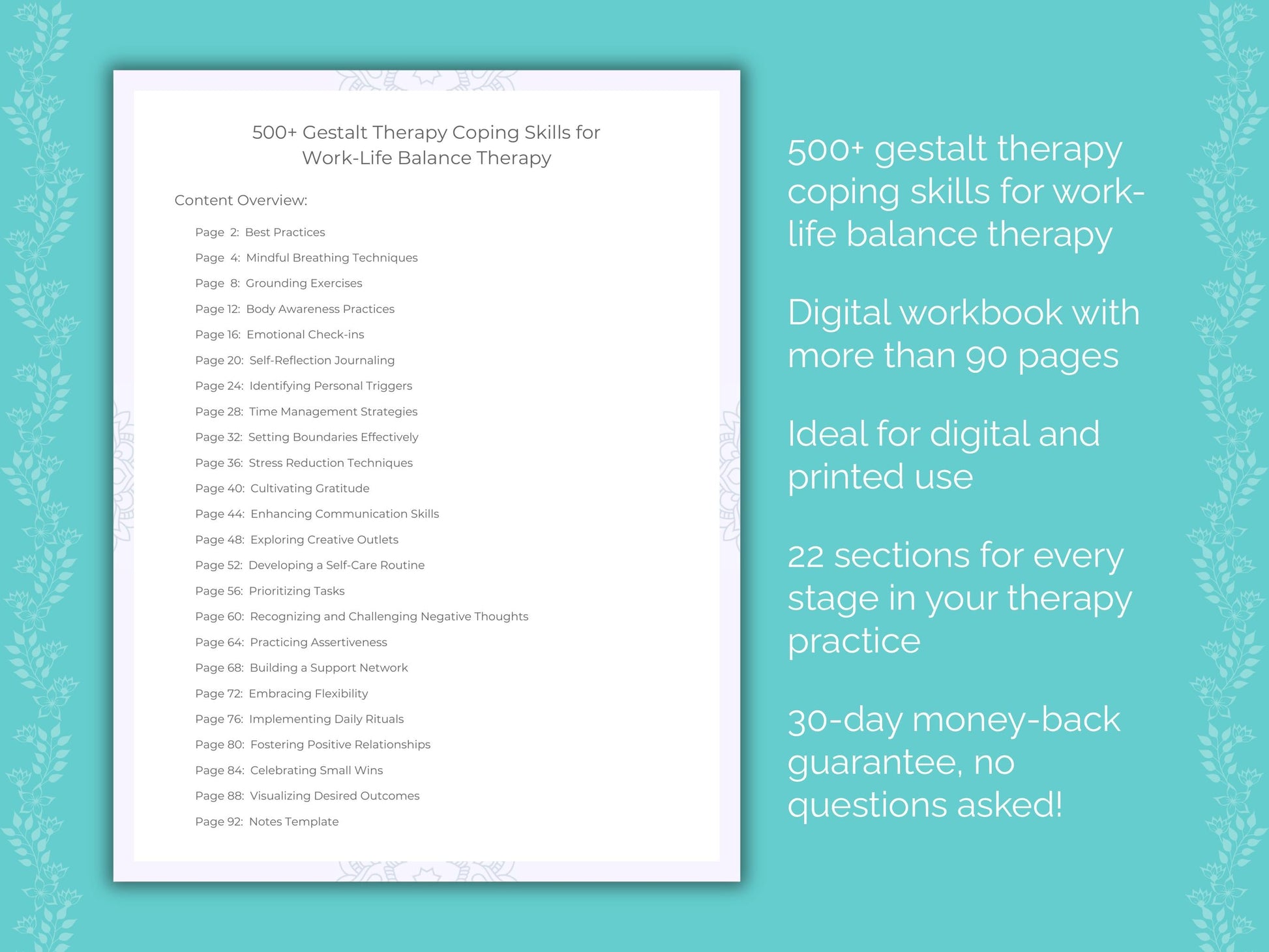 Work-Life Balance Gestalt Therapy Therapist Worksheets