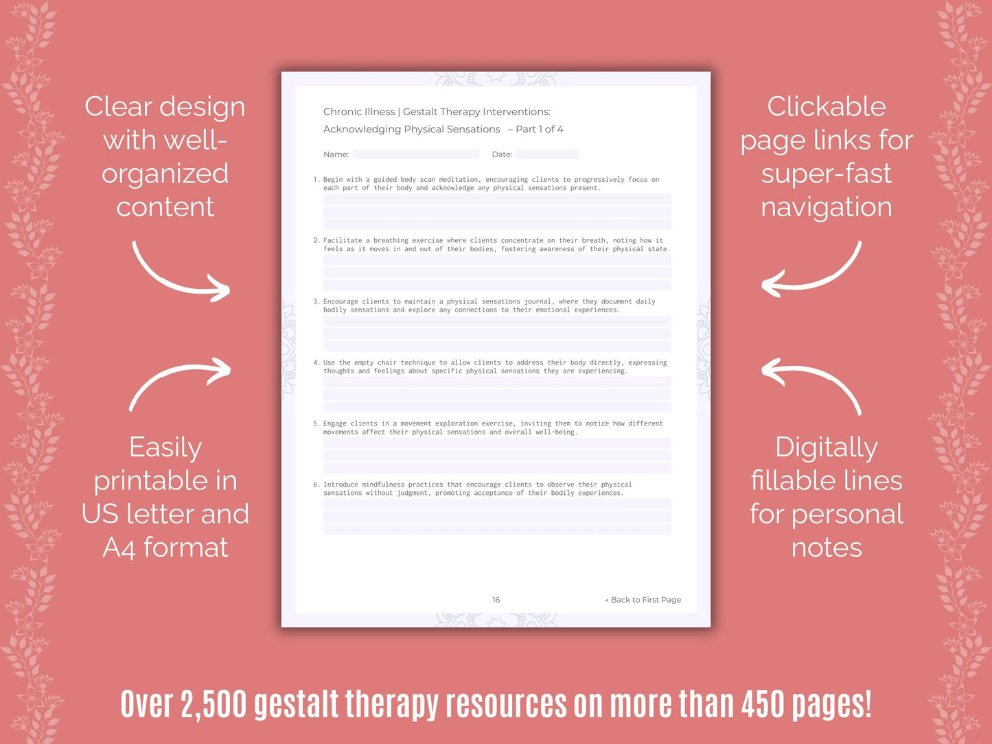 Chronic Illness Gestalt Therapy Counseling Templates