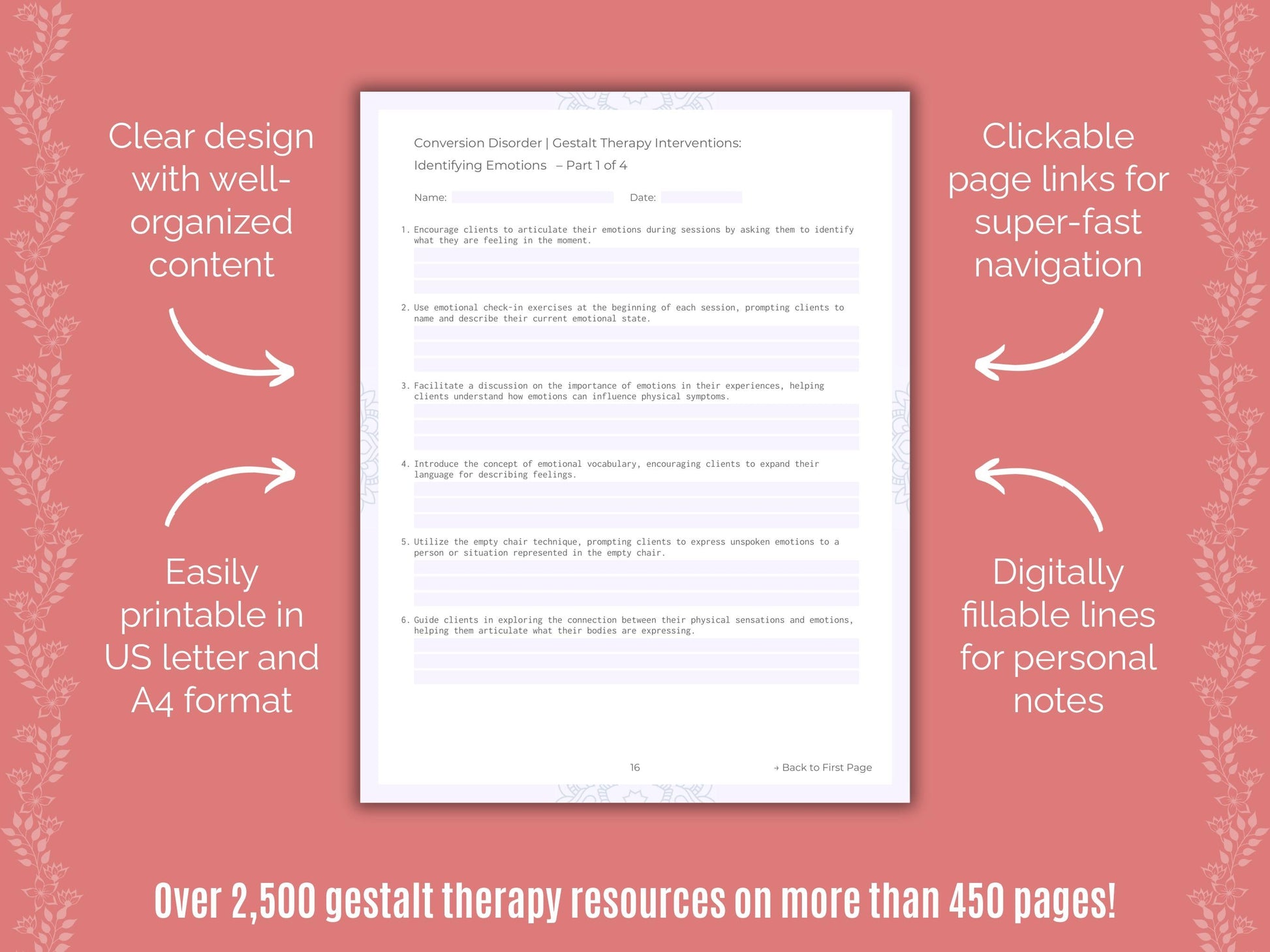 Conversion Disorder Gestalt Therapy Counseling Templates