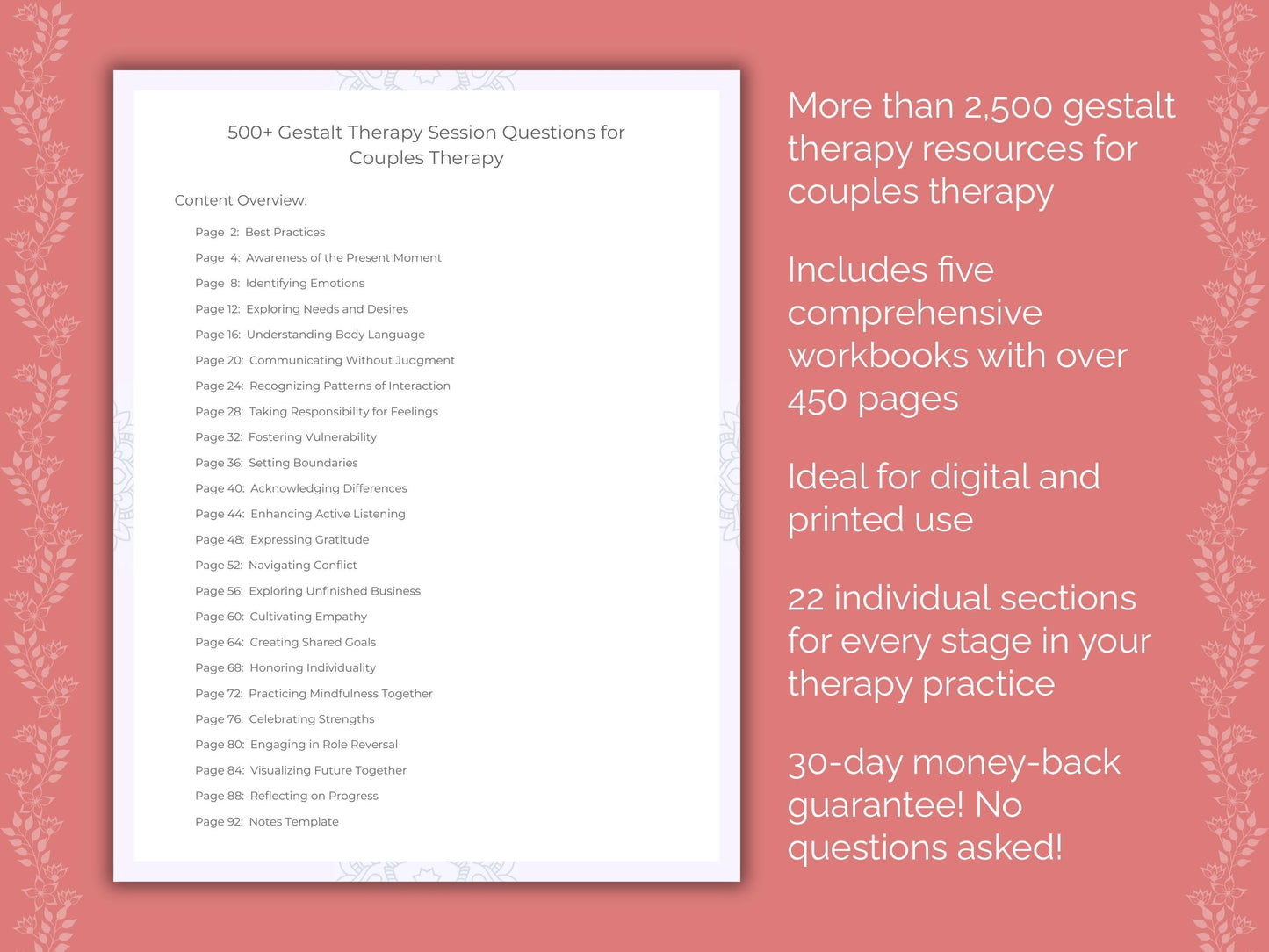 Couples Gestalt Therapy Therapist Worksheets