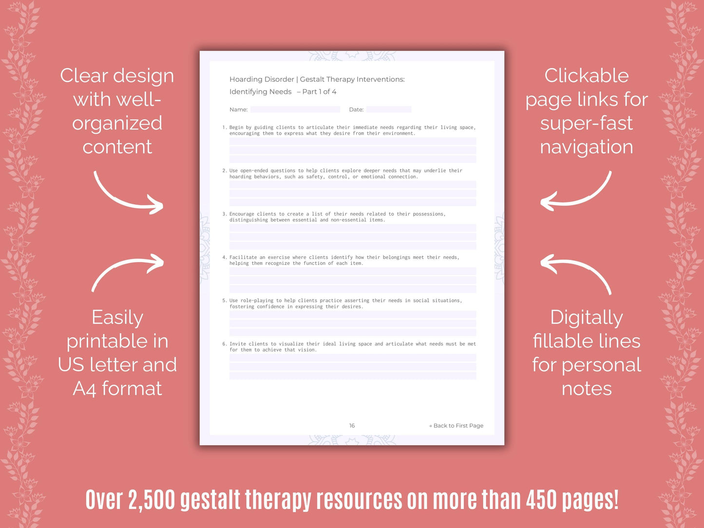 Hoarding Disorder Gestalt Therapy Counseling Templates