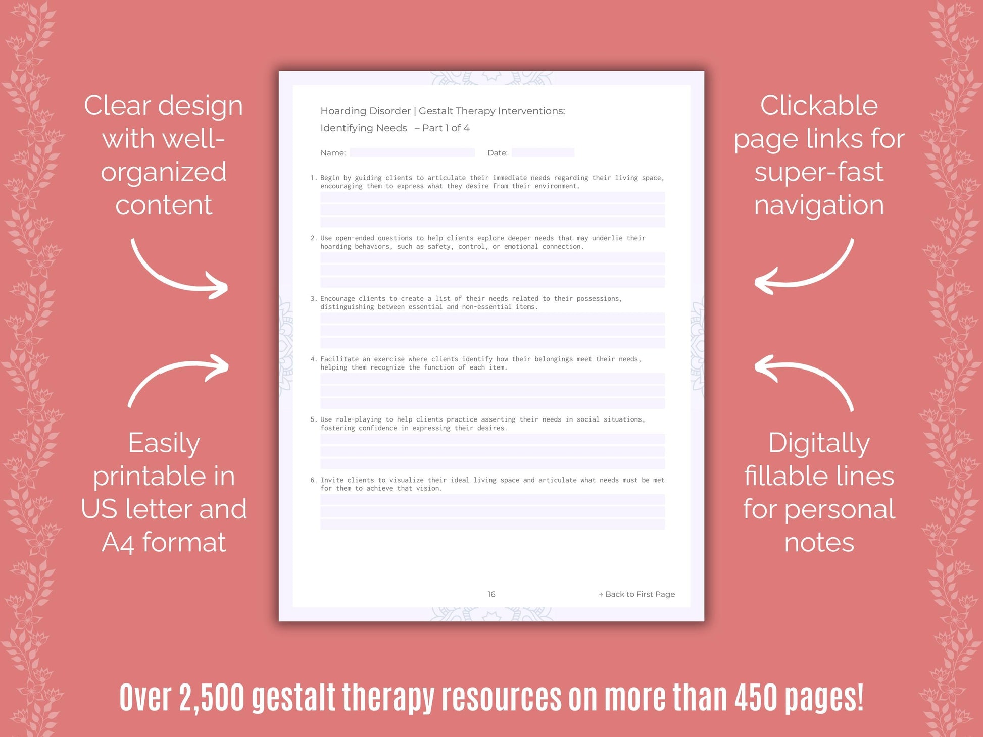 Hoarding Disorder Gestalt Therapy Counseling Templates
