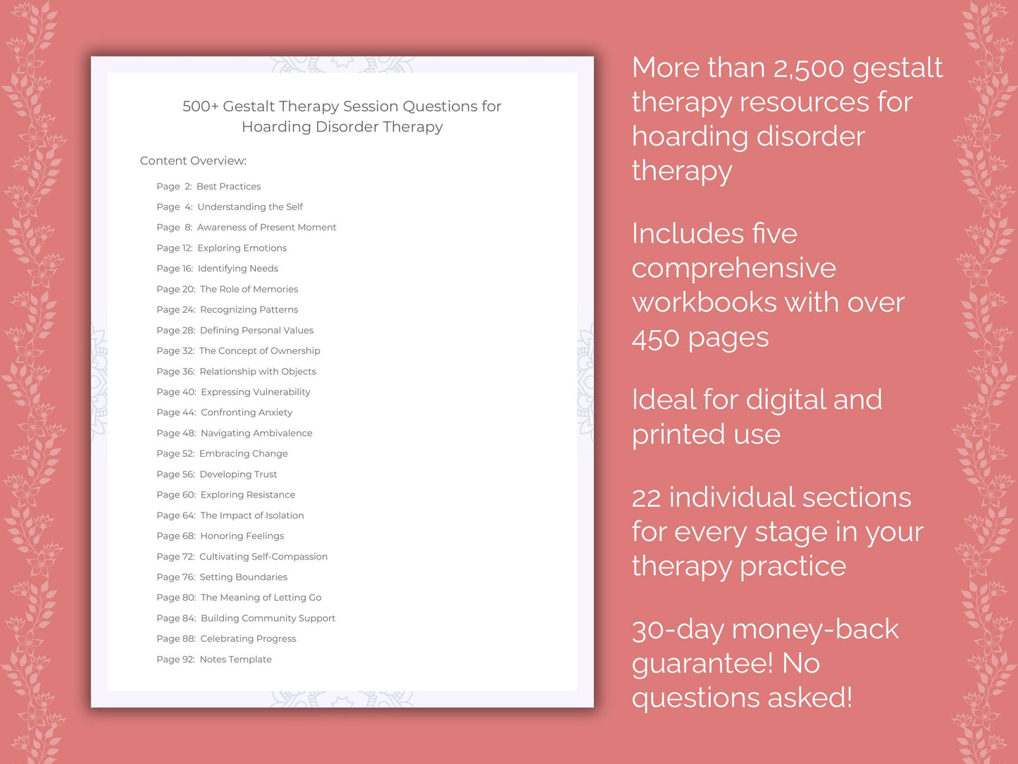Hoarding Disorder Gestalt Therapy Therapist Worksheets
