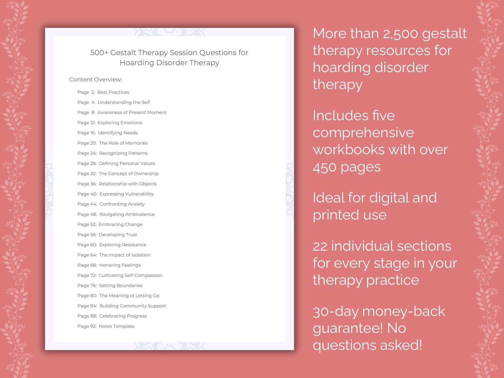 Hoarding Disorder Gestalt Therapy Therapist Worksheets
