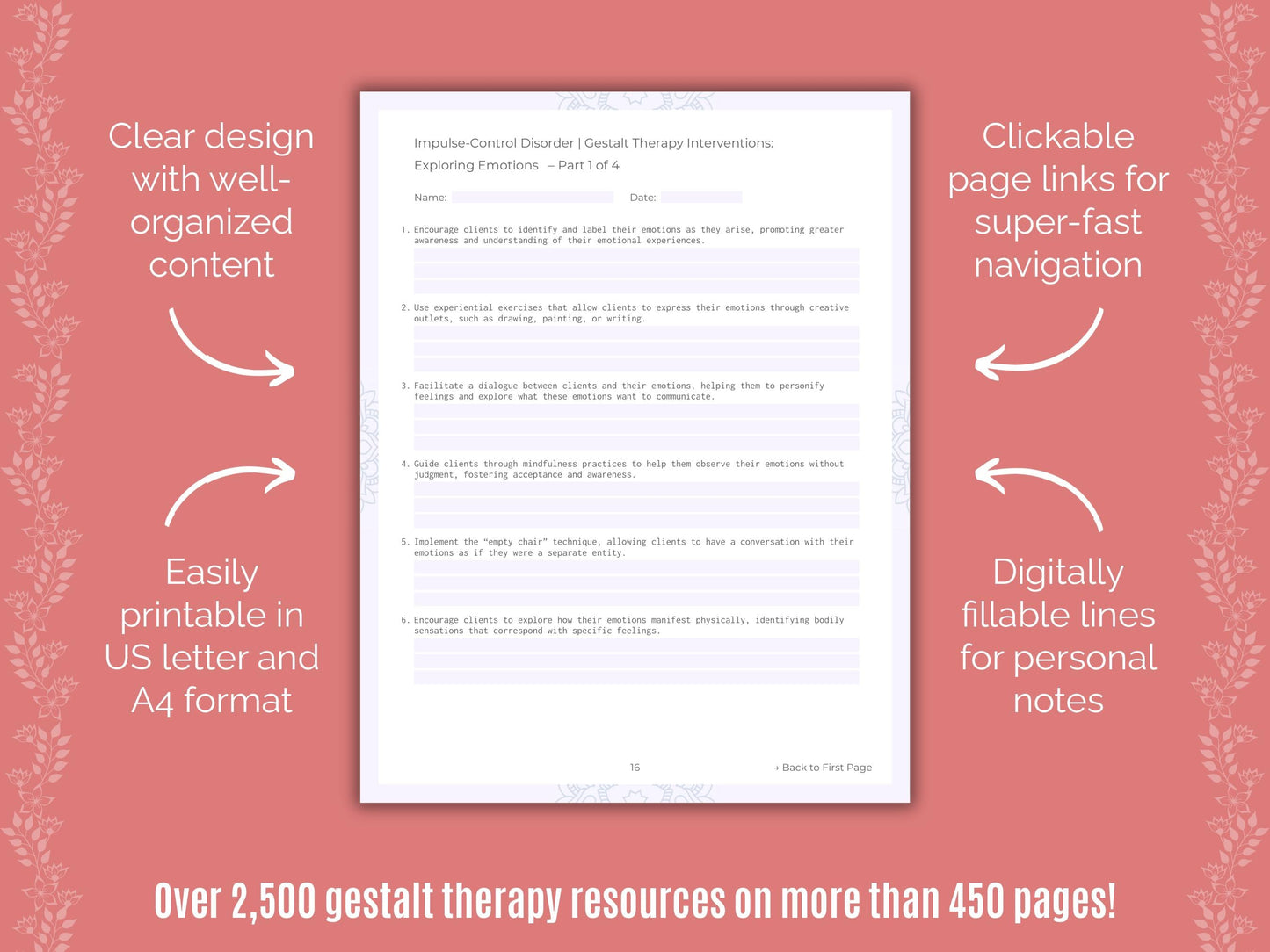 Impulse-Control Disorder (ICD) Gestalt Therapy Counseling Templates