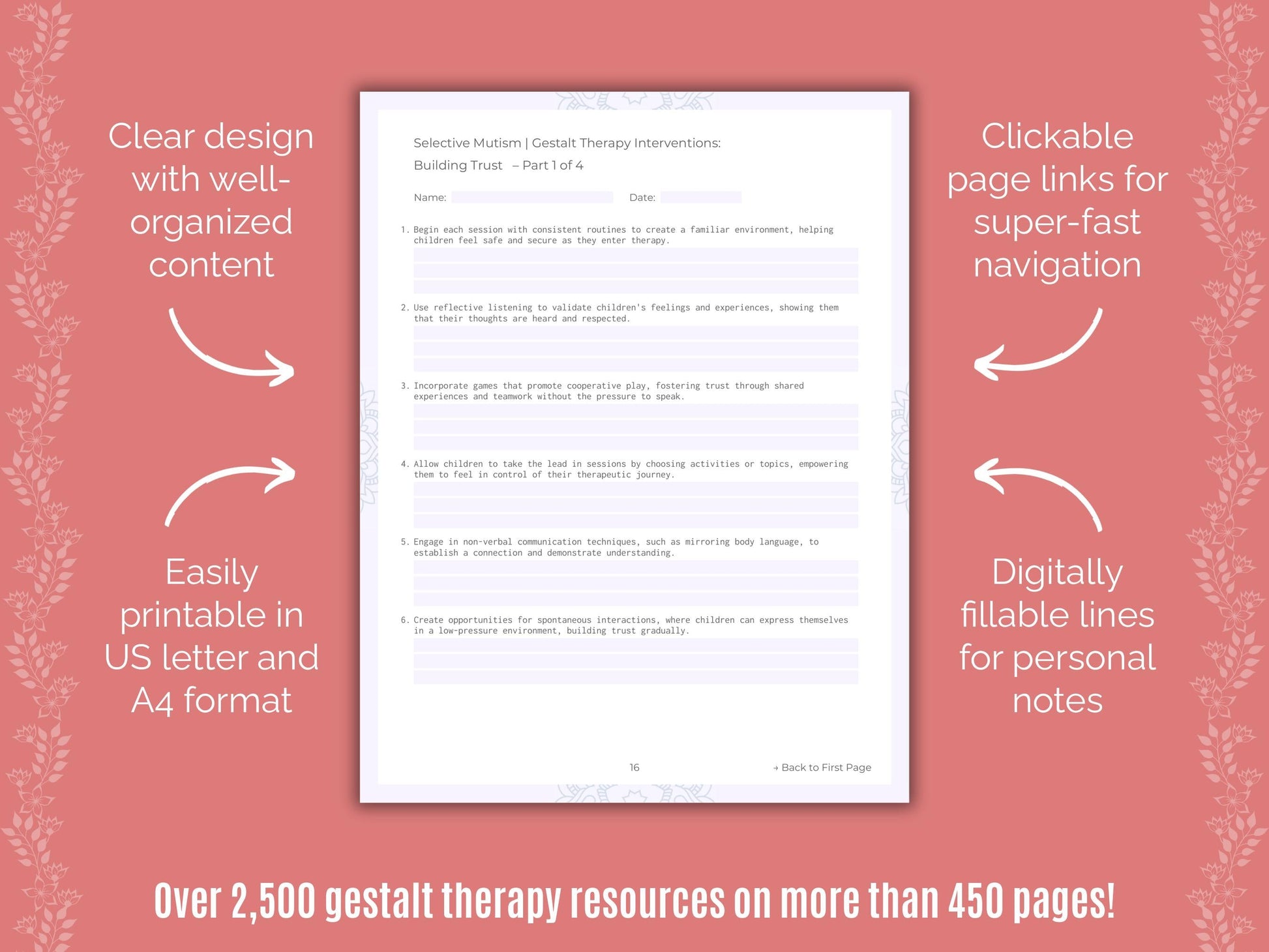 Selective Mutism Gestalt Therapy Counseling Templates