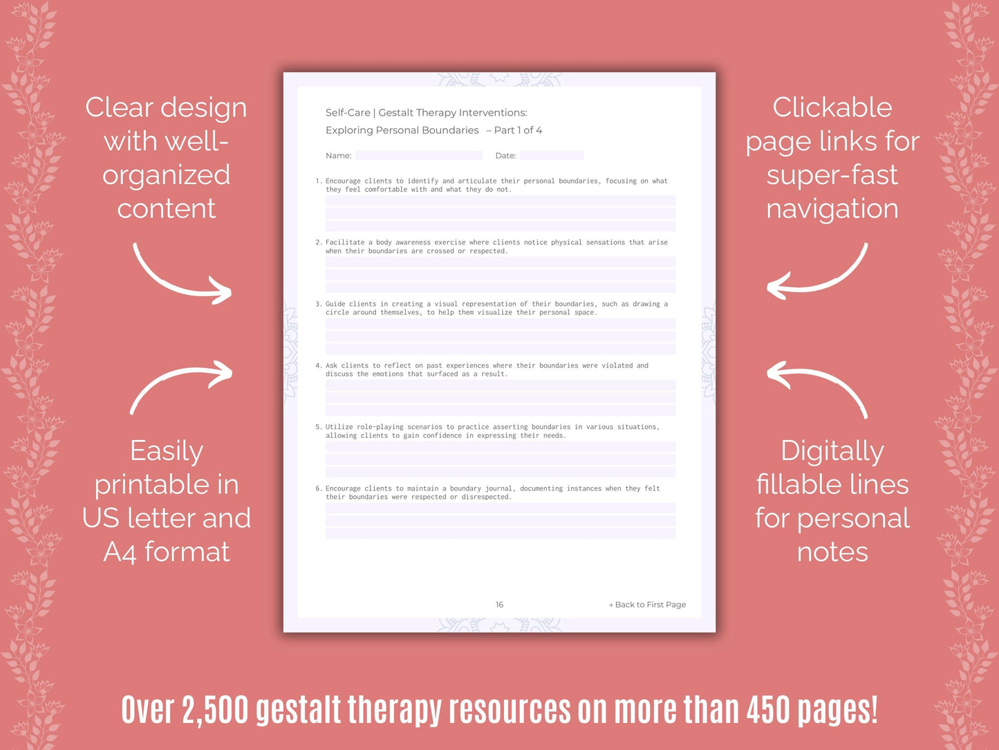 Self-Care Gestalt Therapy Counseling Templates