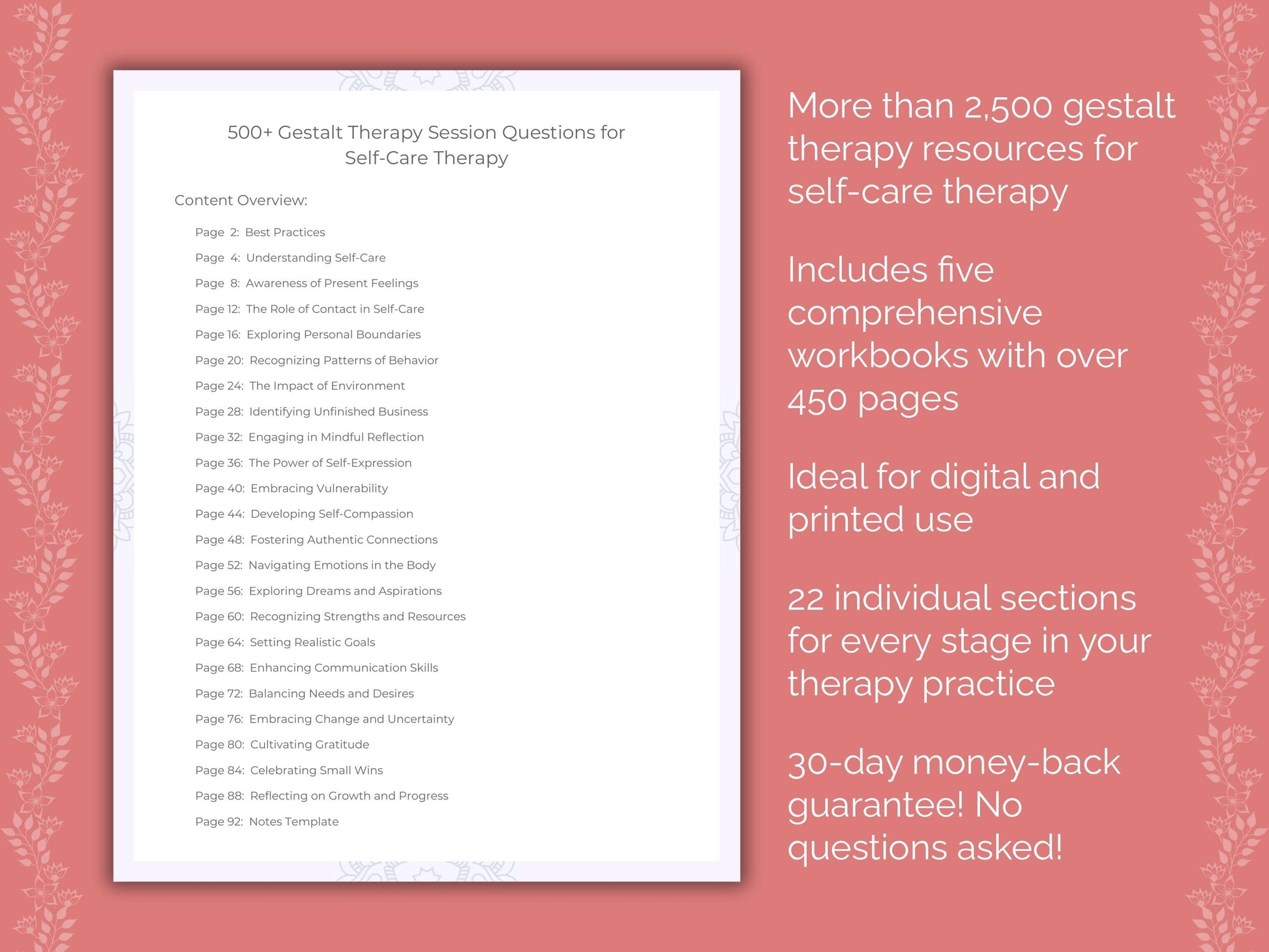 Self-Care Gestalt Therapy Therapist Worksheets