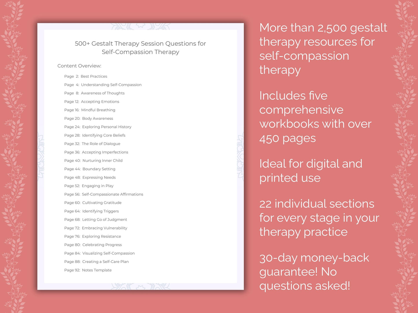 Self-Compassion Gestalt Therapy Therapist Worksheets