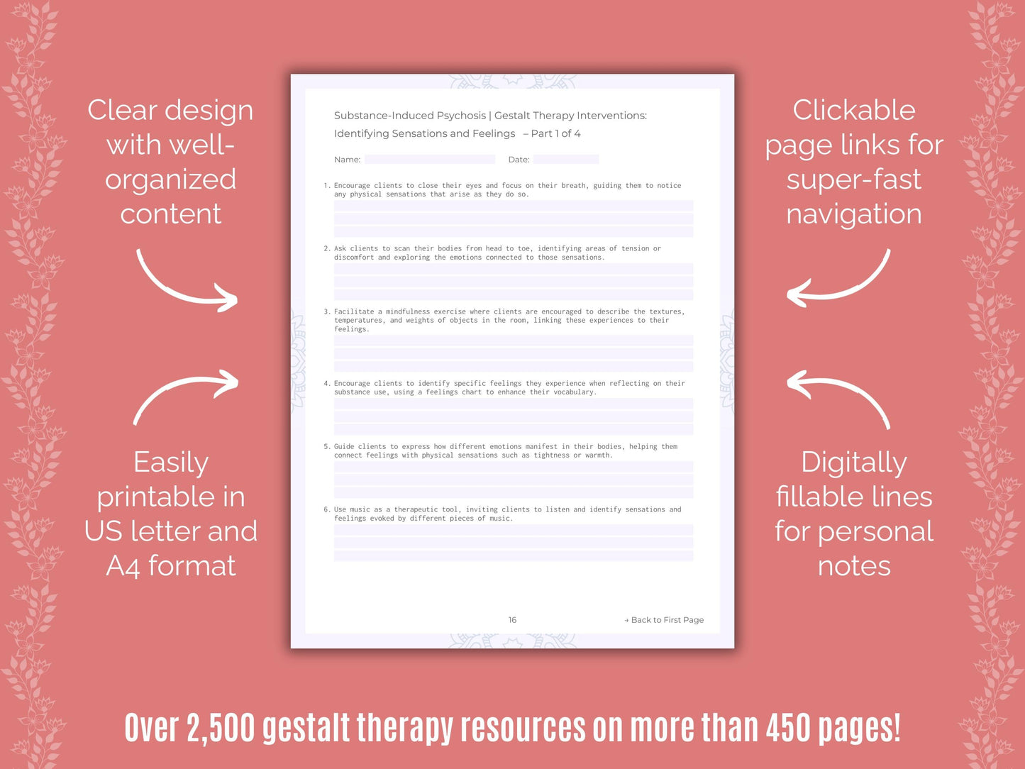 Substance-Induced Psychosis Gestalt Therapy Counseling Templates