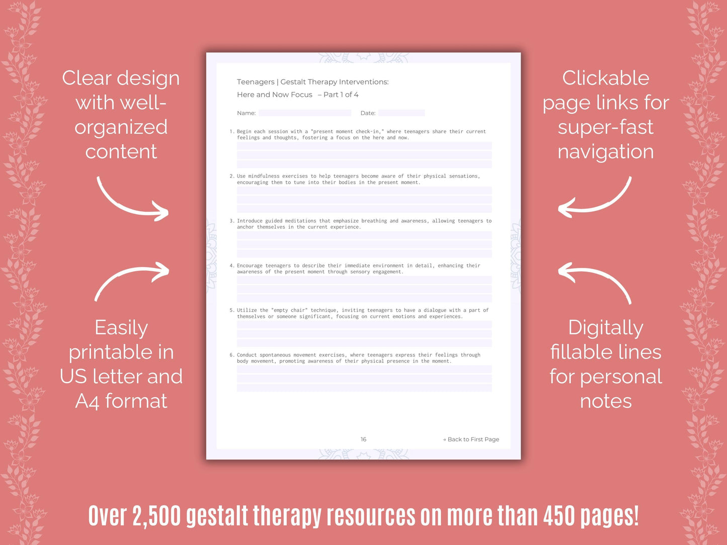 Teenagers Gestalt Therapy Counseling Templates