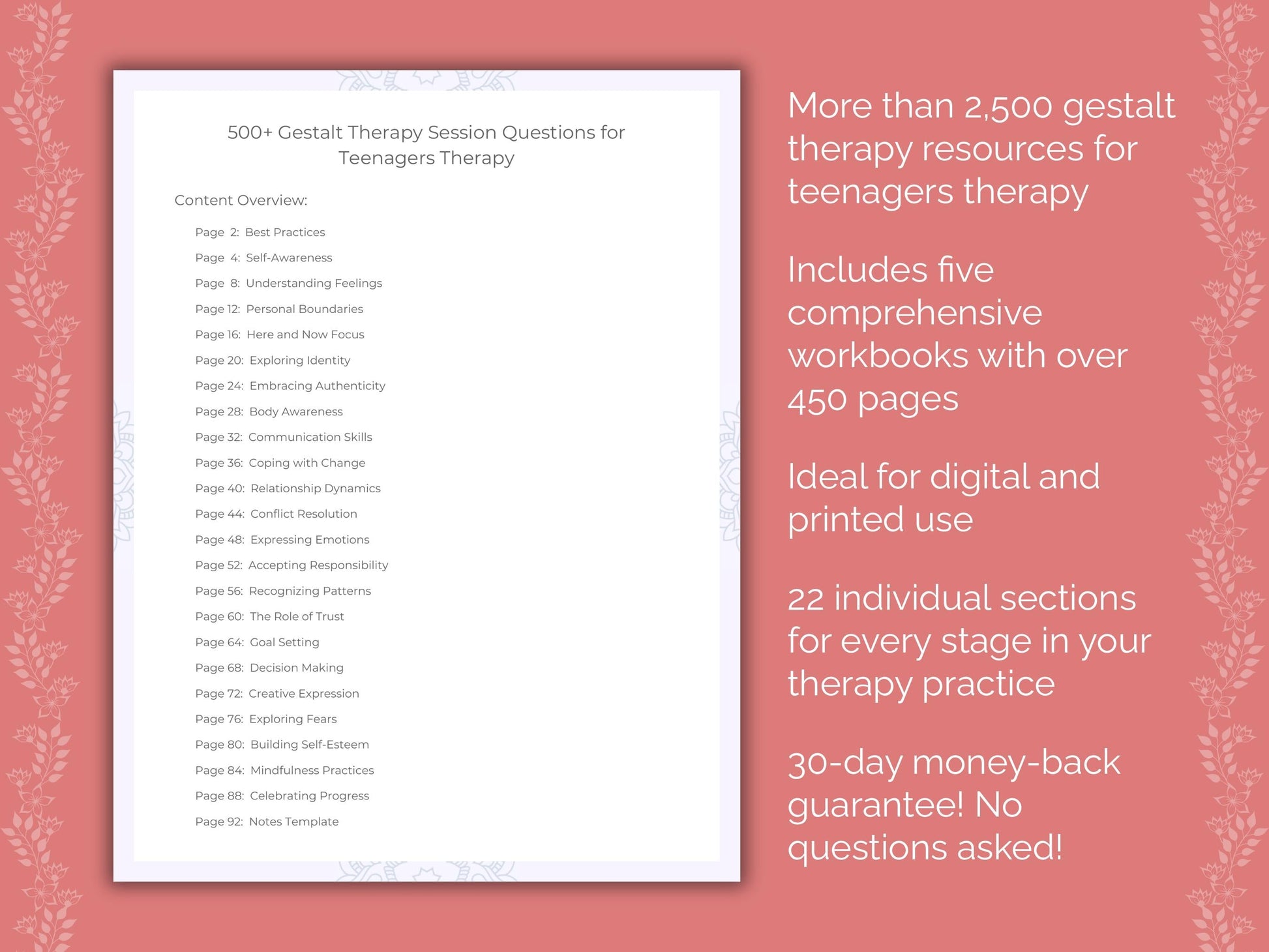 Teenagers Gestalt Therapy Therapist Worksheets