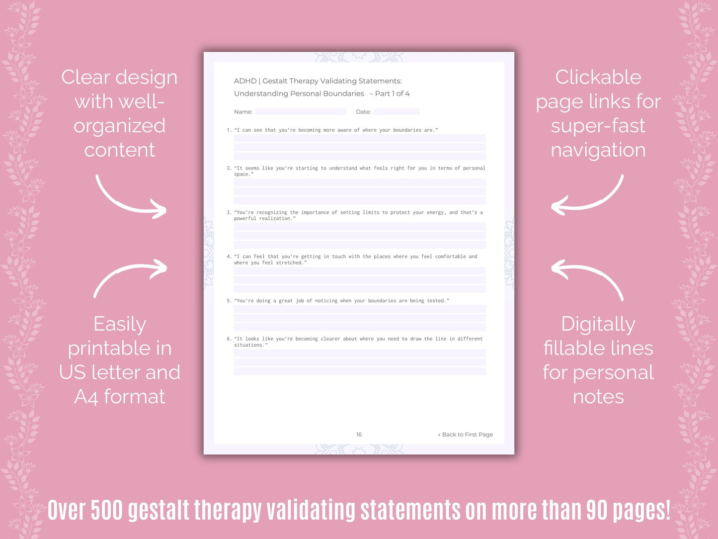 ADHD Gestalt Therapy Counseling Templates