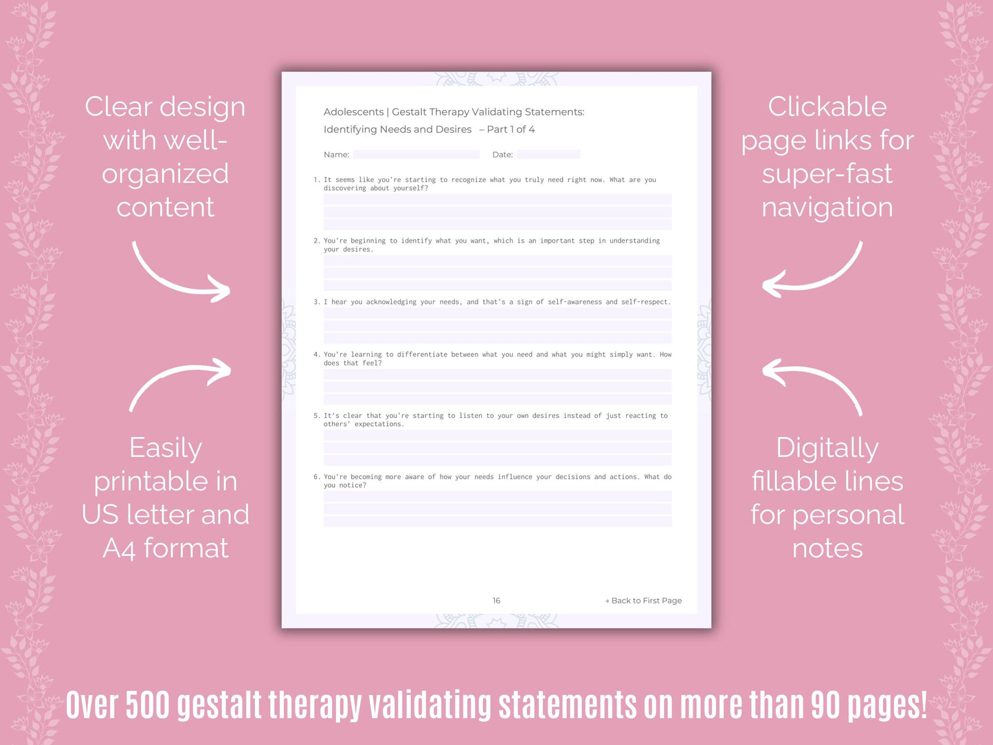 Adolescents Gestalt Therapy Counseling Templates