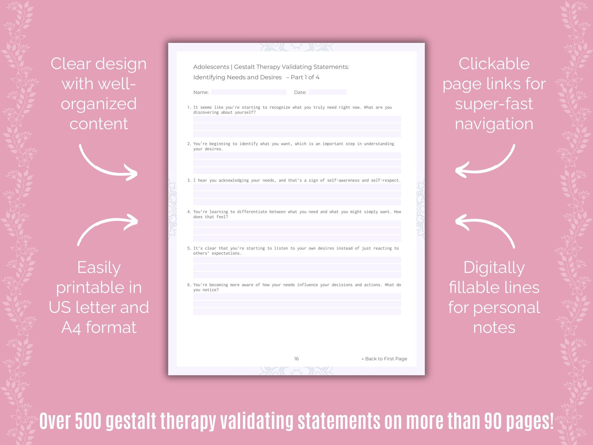 Adolescents Gestalt Therapy Counseling Templates
