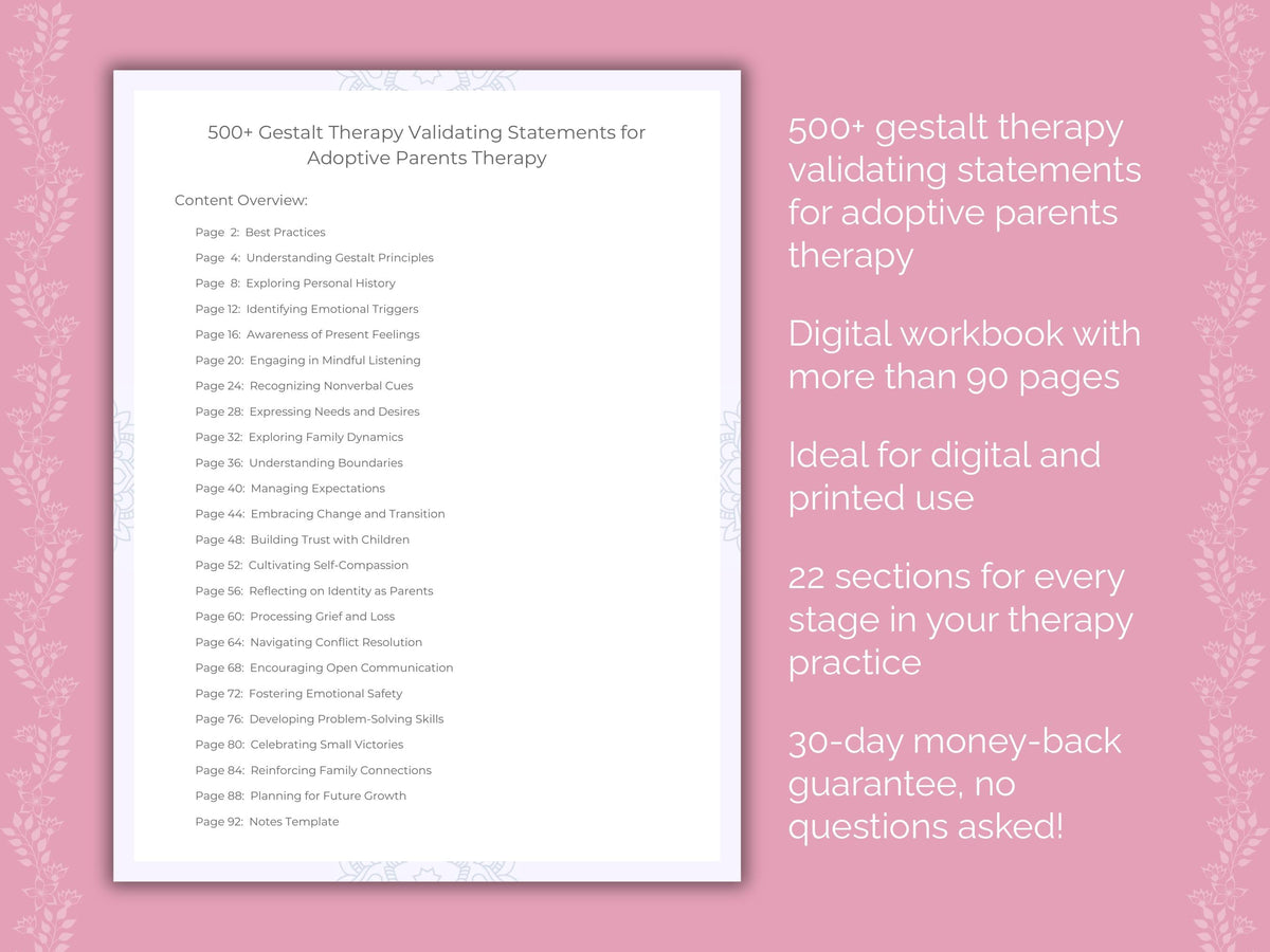 Adoptive Parents Gestalt Therapy Therapist Worksheets