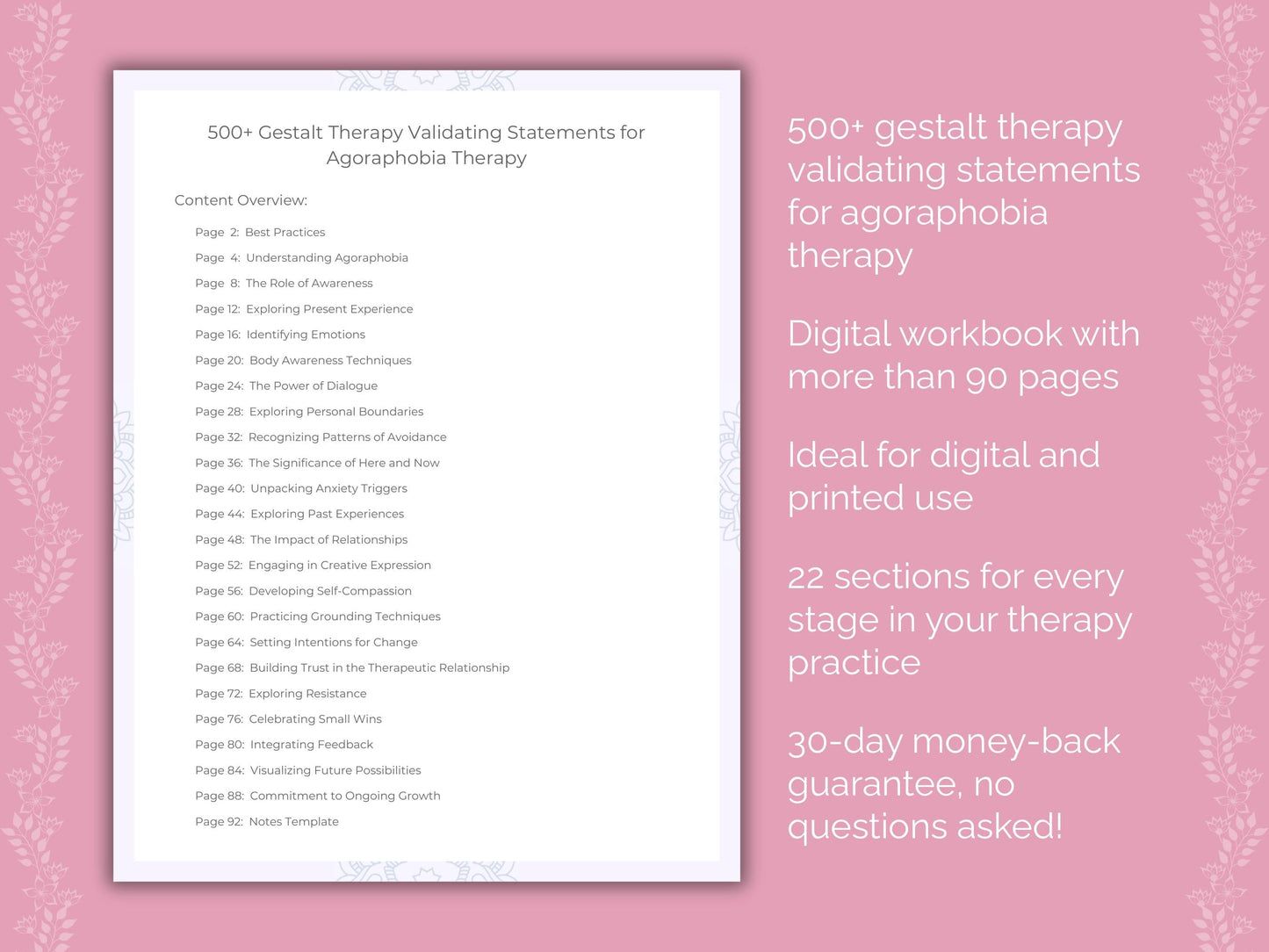 Agoraphobia Gestalt Therapy Therapist Worksheets