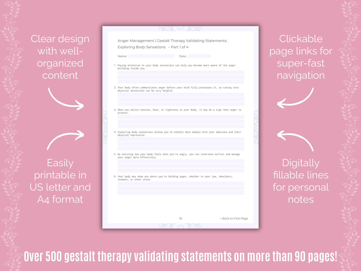 Anger Management Gestalt Therapy Counseling Templates
