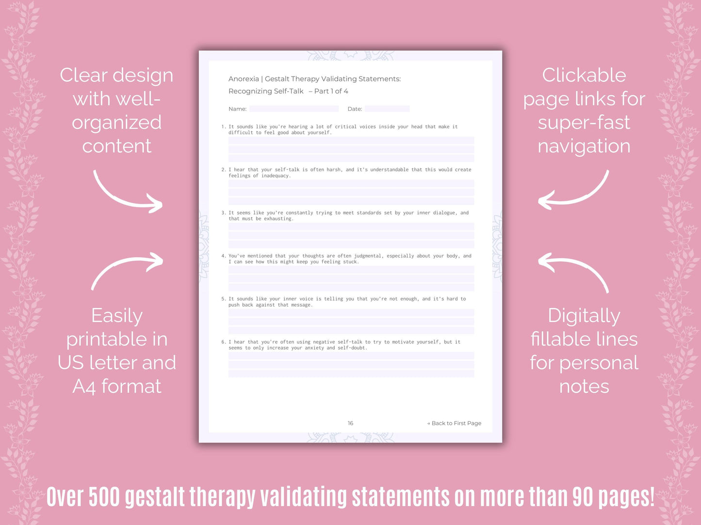 Anorexia Gestalt Therapy Counseling Templates