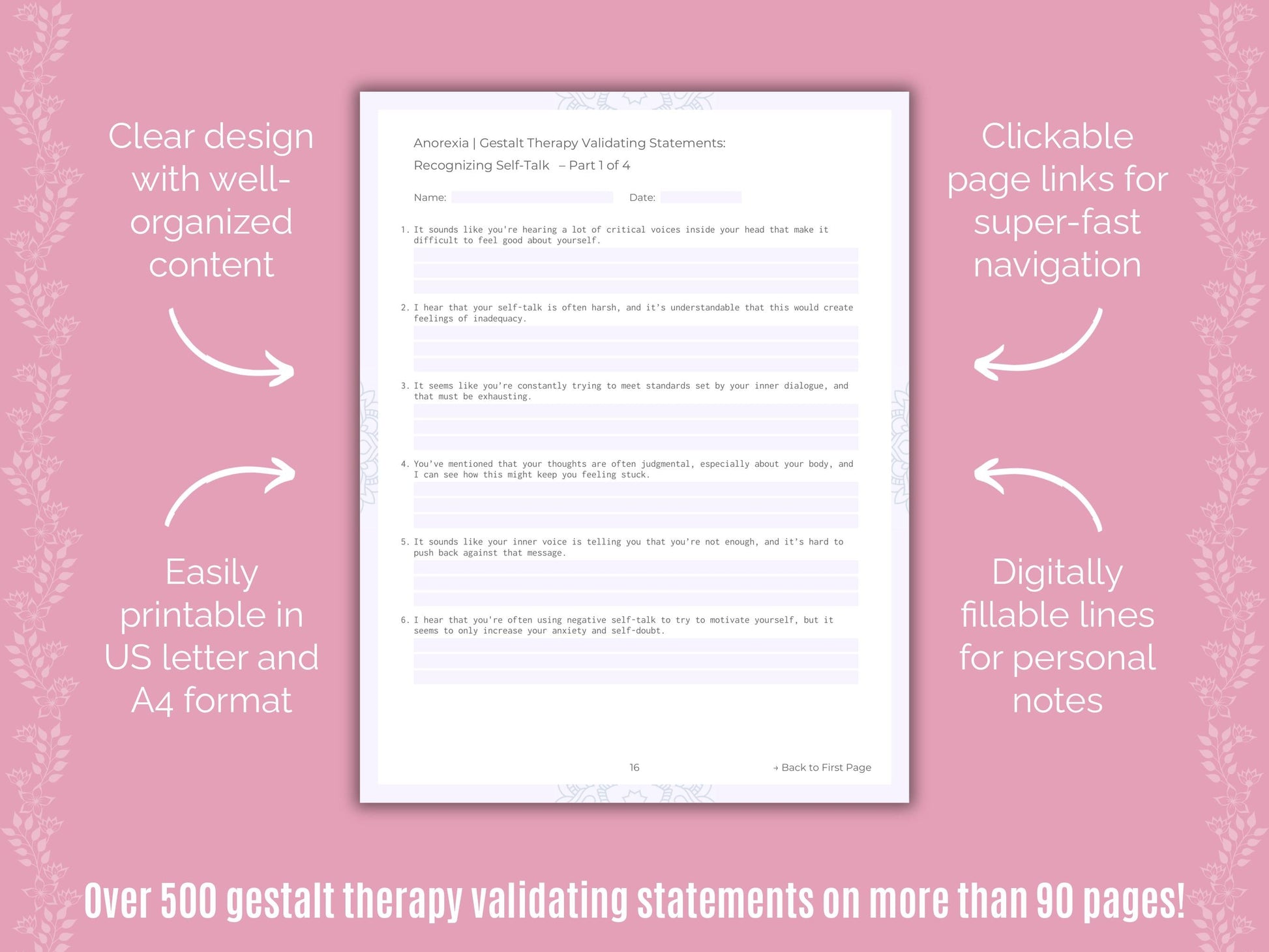 Anorexia Gestalt Therapy Counseling Templates