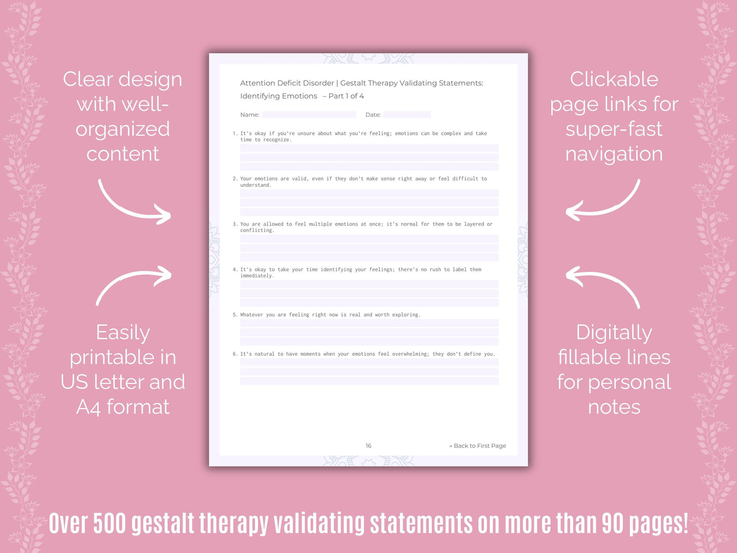 Attention Deficit Disorder (ADD) Gestalt Therapy Counseling Templates