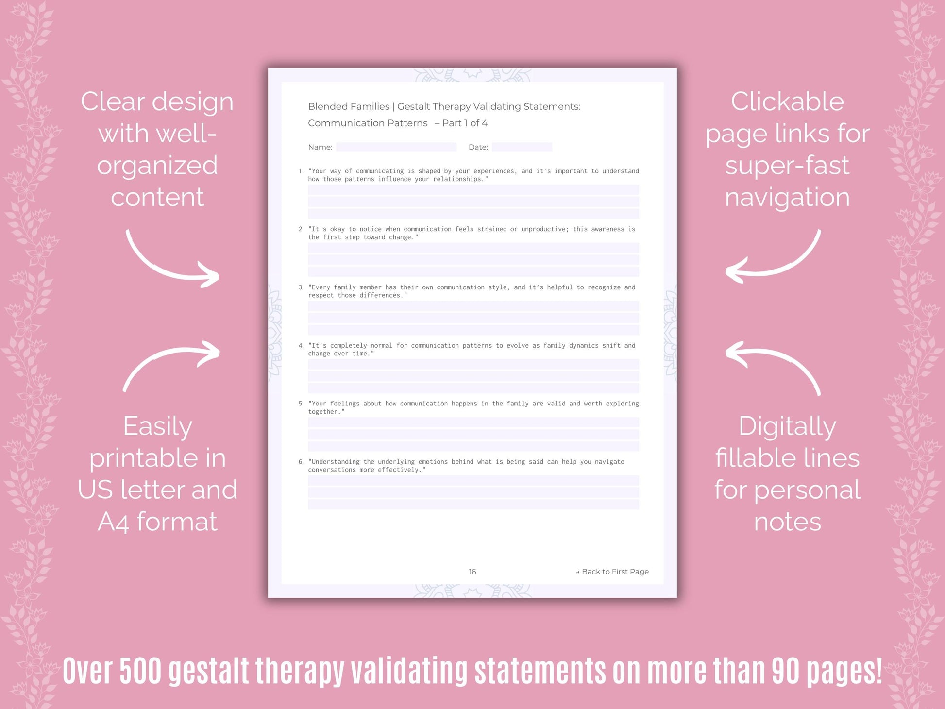 Blended Families Gestalt Therapy Counseling Templates