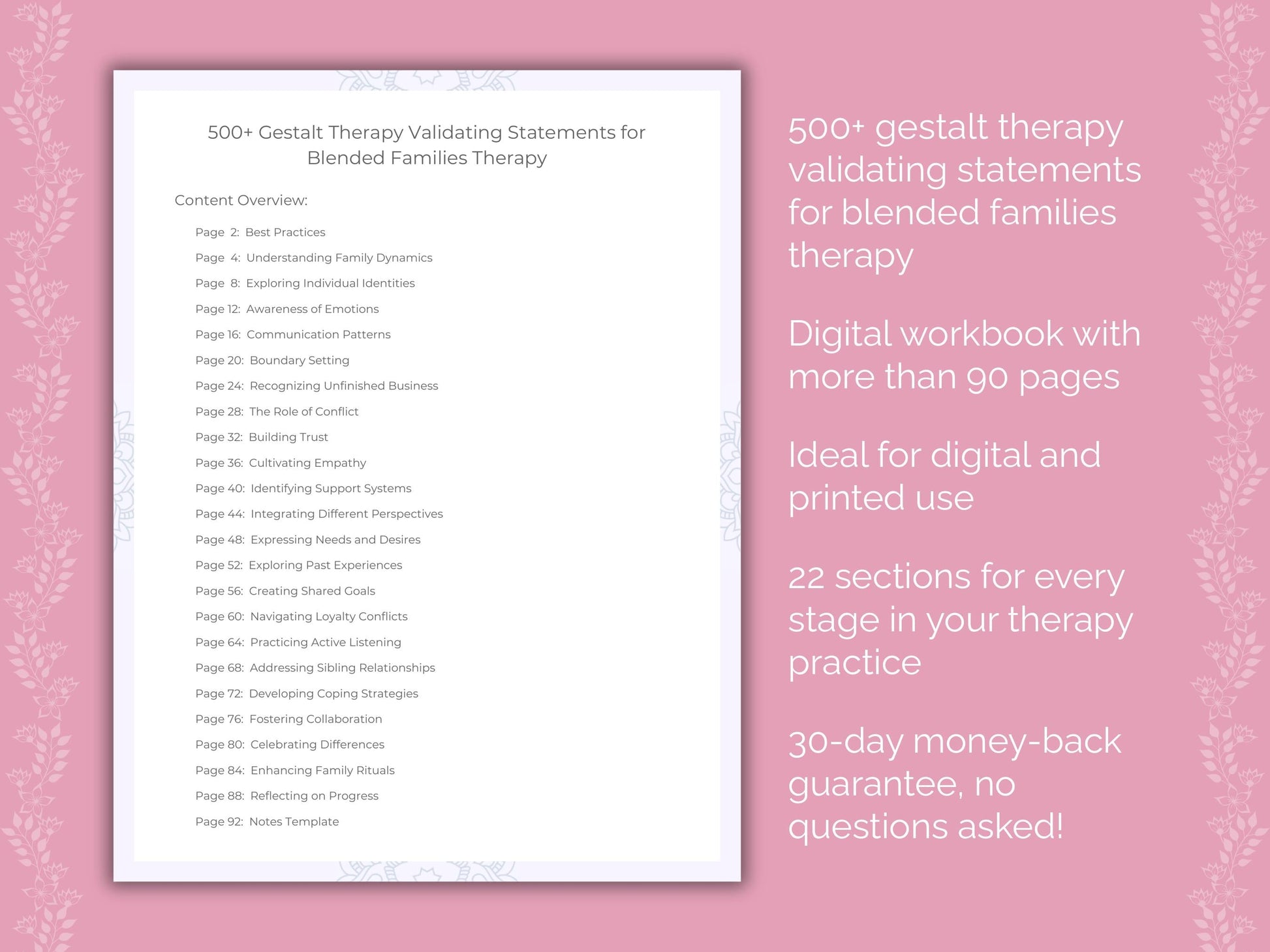 Blended Families Gestalt Therapy Therapist Worksheets