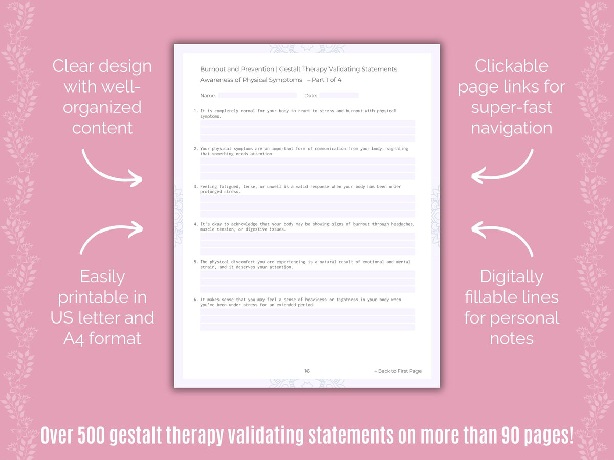 Burnout and Prevention Gestalt Therapy Counseling Templates