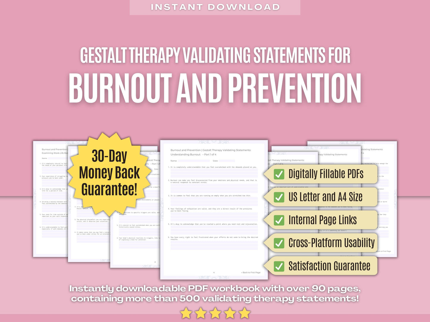 Burnout and Prevention Gestalt Therapy Psychology Workbooks