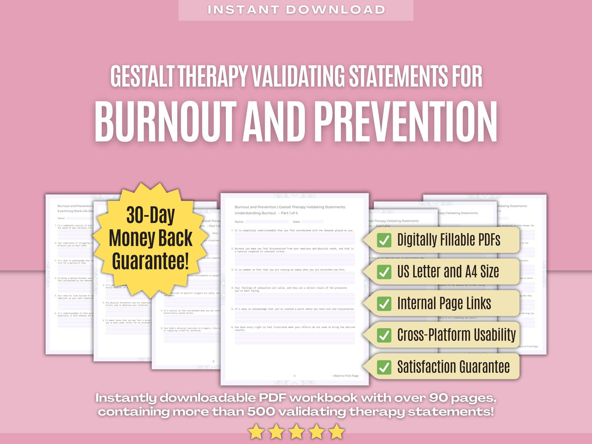 Burnout and Prevention Gestalt Therapy Psychology Workbooks