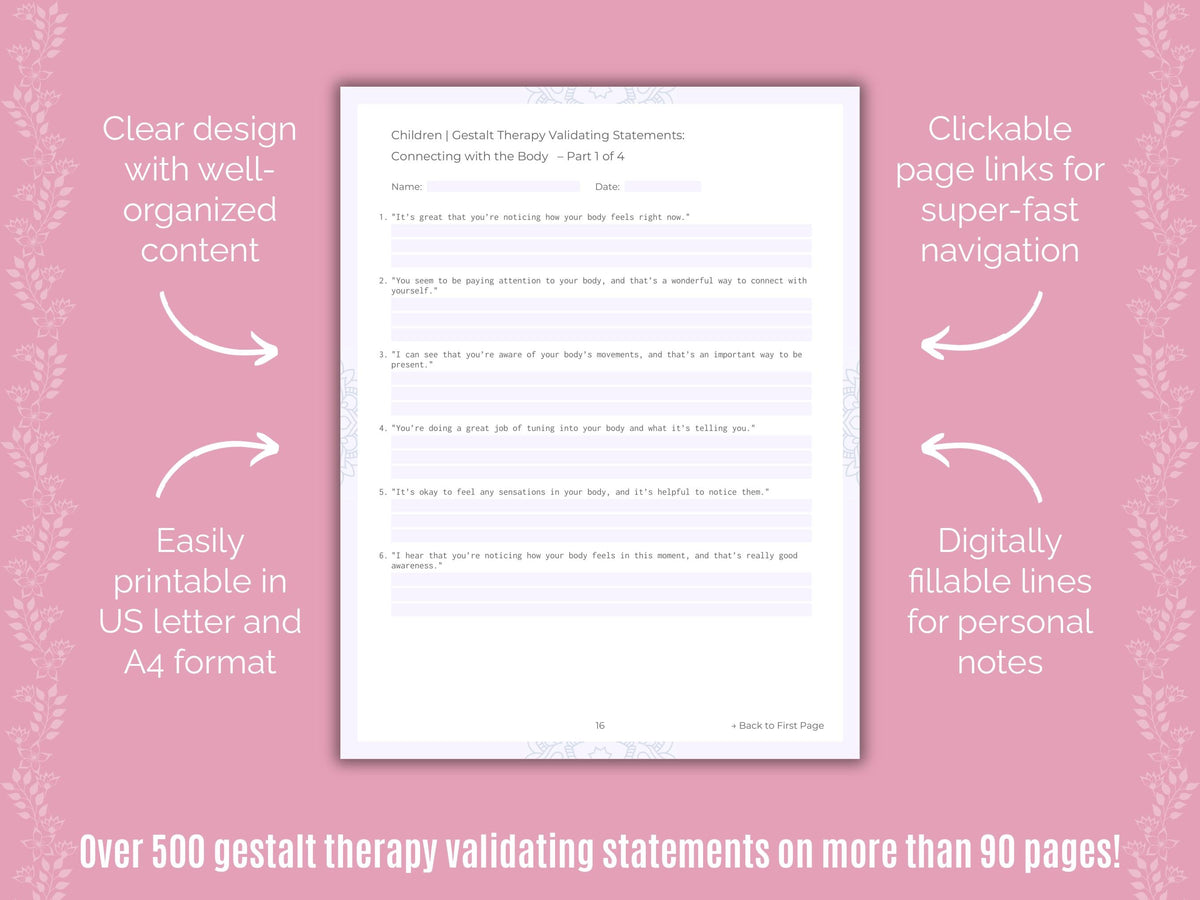 Children Gestalt Therapy Counseling Templates