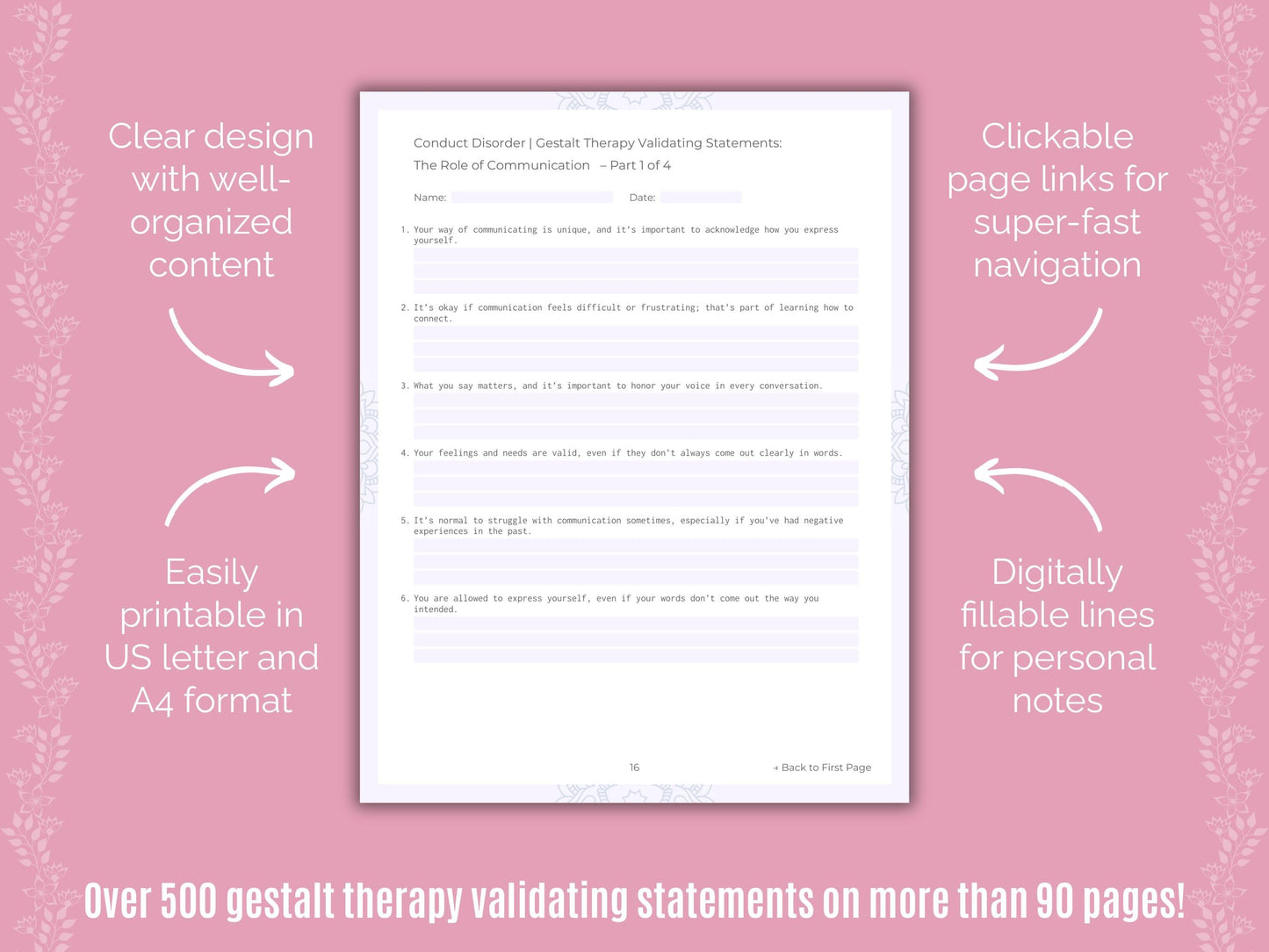 Conduct Disorder Gestalt Therapy Counseling Templates