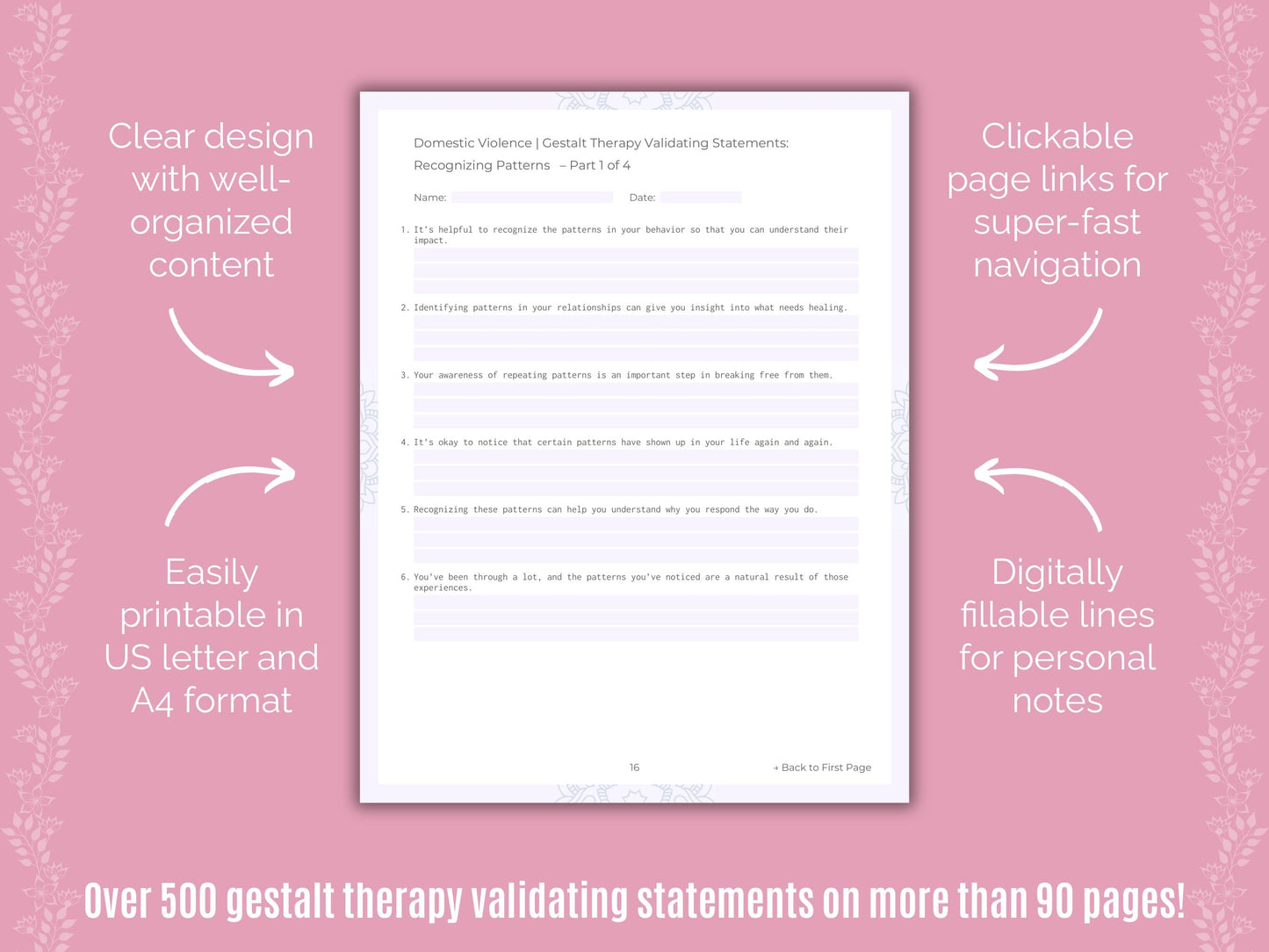 Domestic Violence Gestalt Therapy Counseling Templates