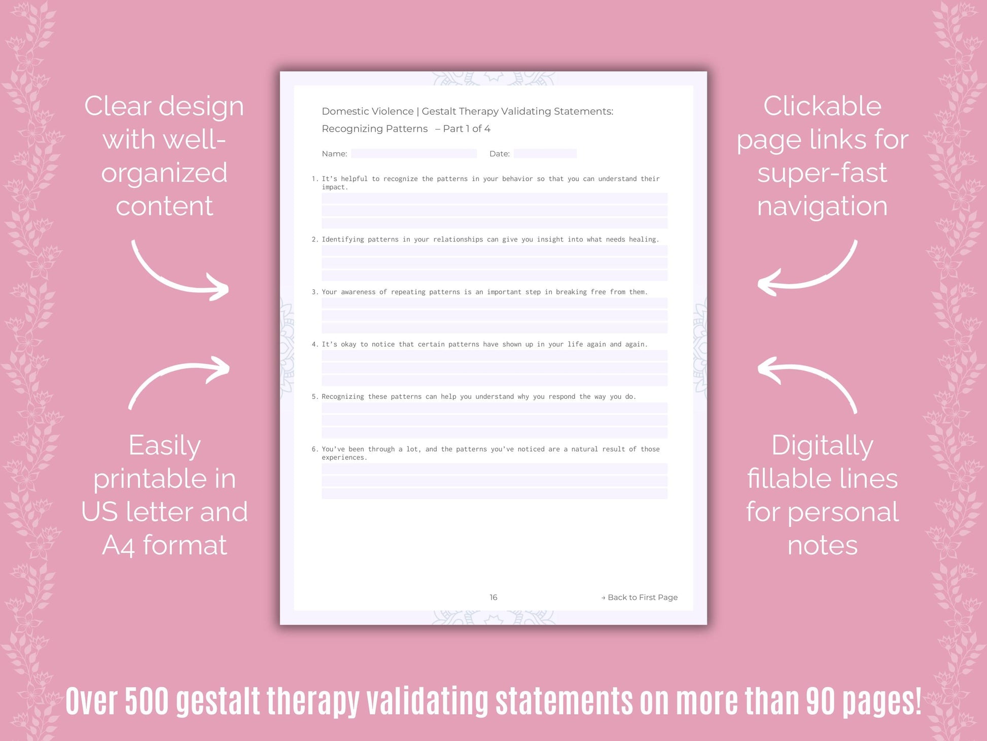 Domestic Violence Gestalt Therapy Counseling Templates