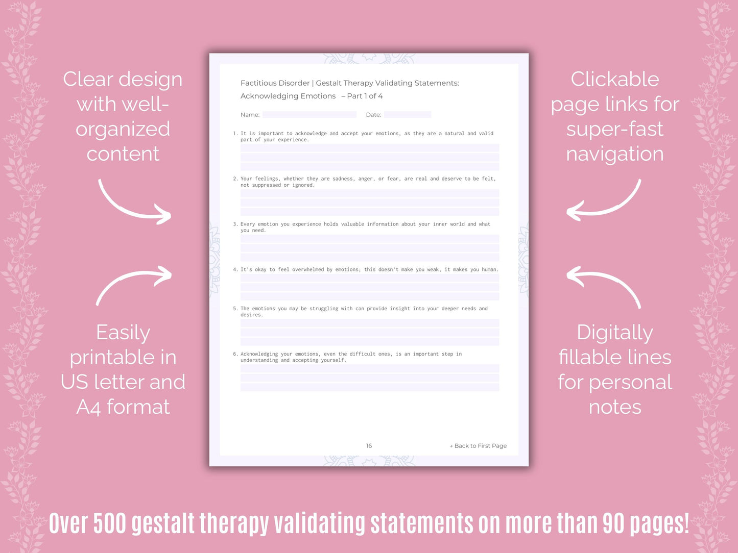 Factitious Disorder Gestalt Therapy Counseling Templates