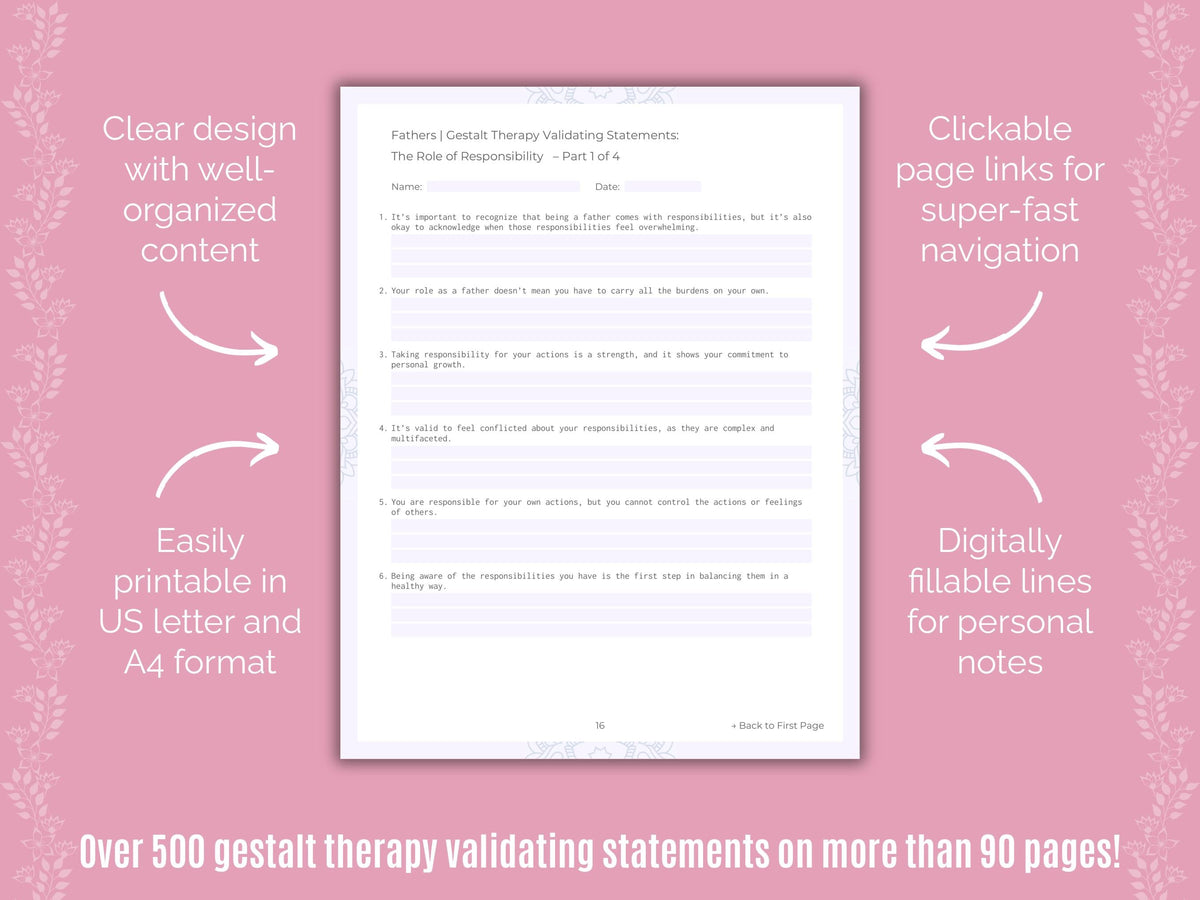 Fathers Gestalt Therapy Counseling Templates