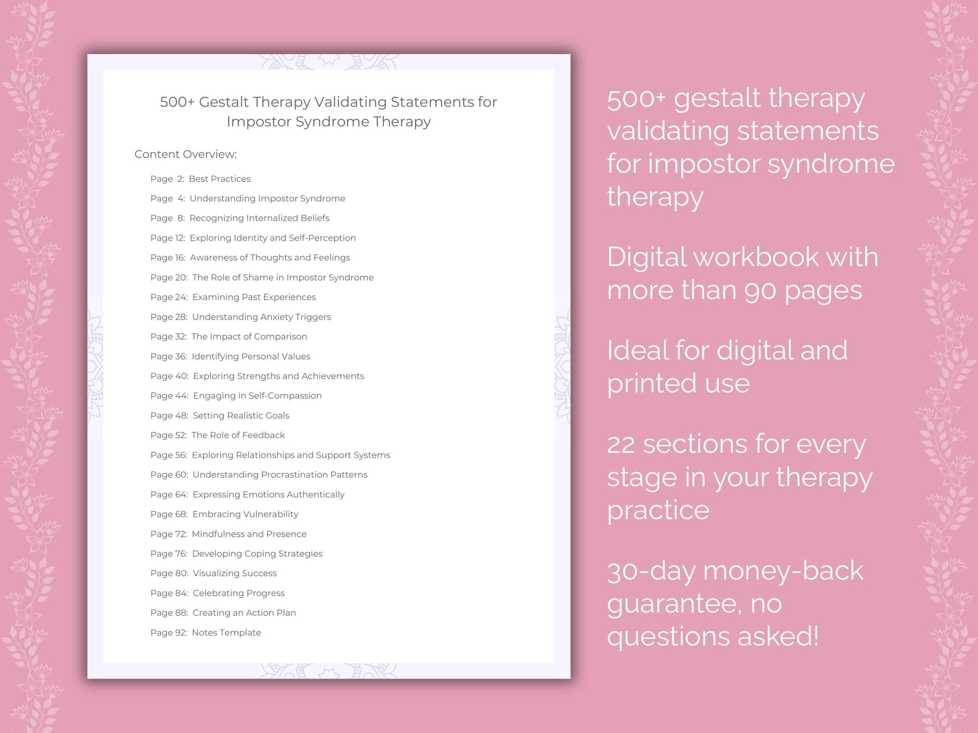 Impostor Syndrome Gestalt Therapy Therapist Worksheets