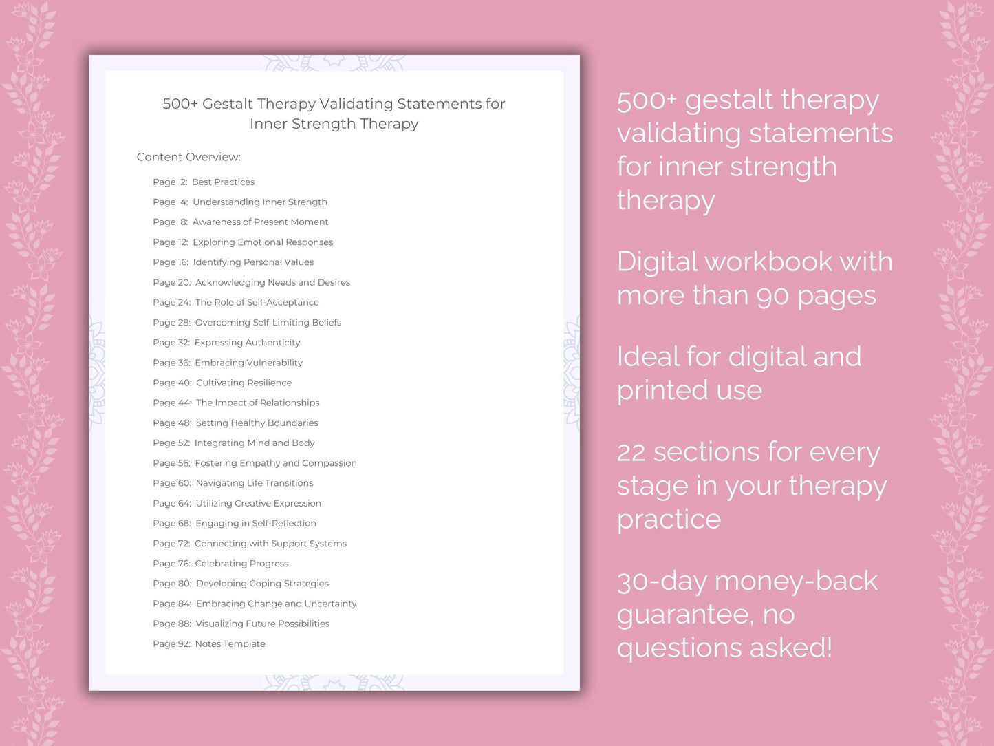 Inner Strength Gestalt Therapy Therapist Worksheets