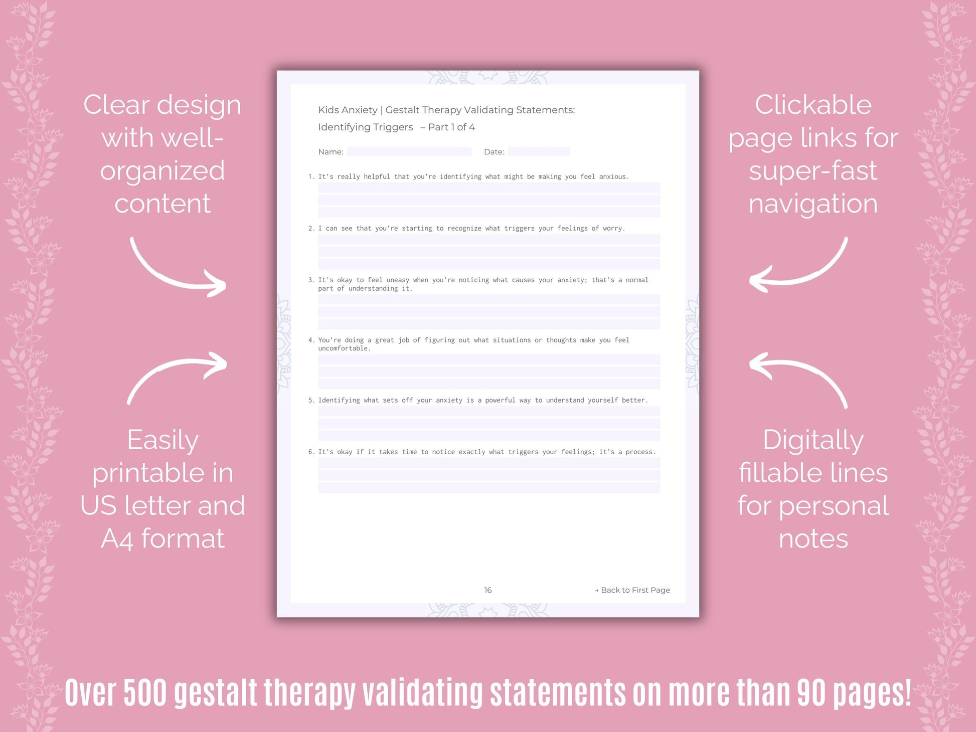 Kids Anxiety Gestalt Therapy Counseling Templates
