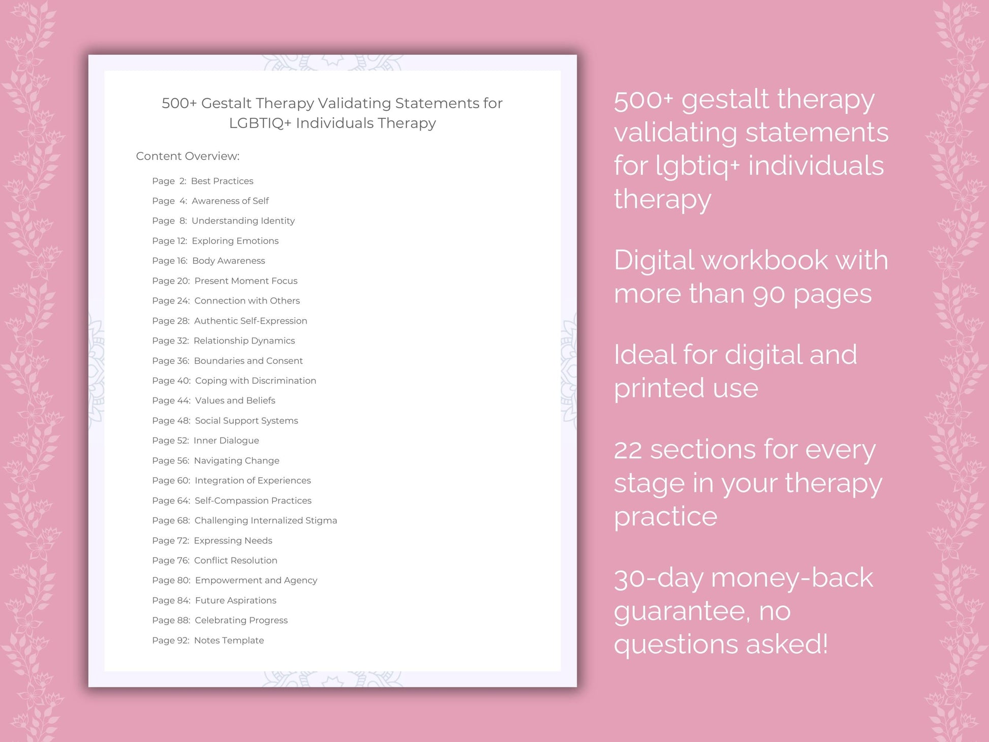 LGBTIQ+ Individuals Gestalt Therapy Therapist Worksheets