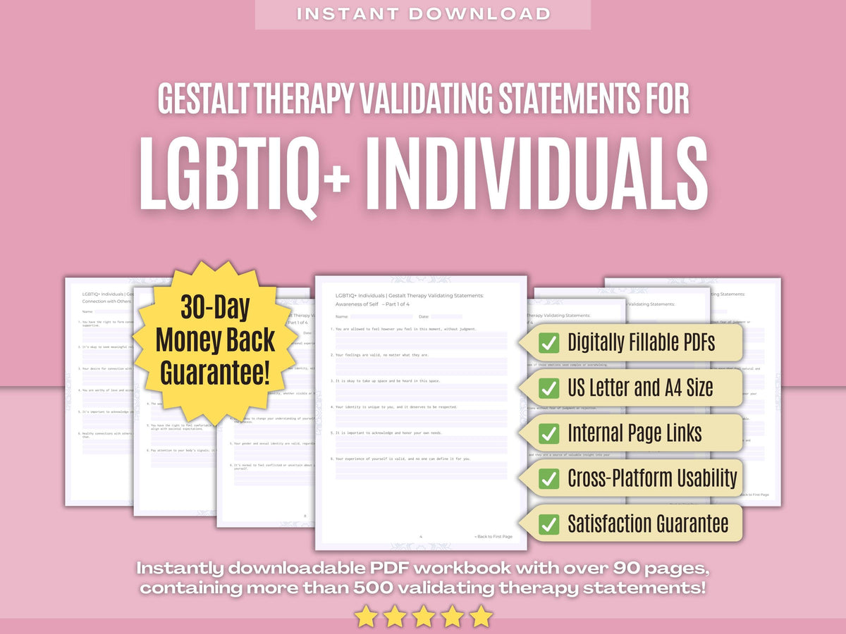 LGBTIQ+ Individuals Gestalt Therapy Psychology Workbooks