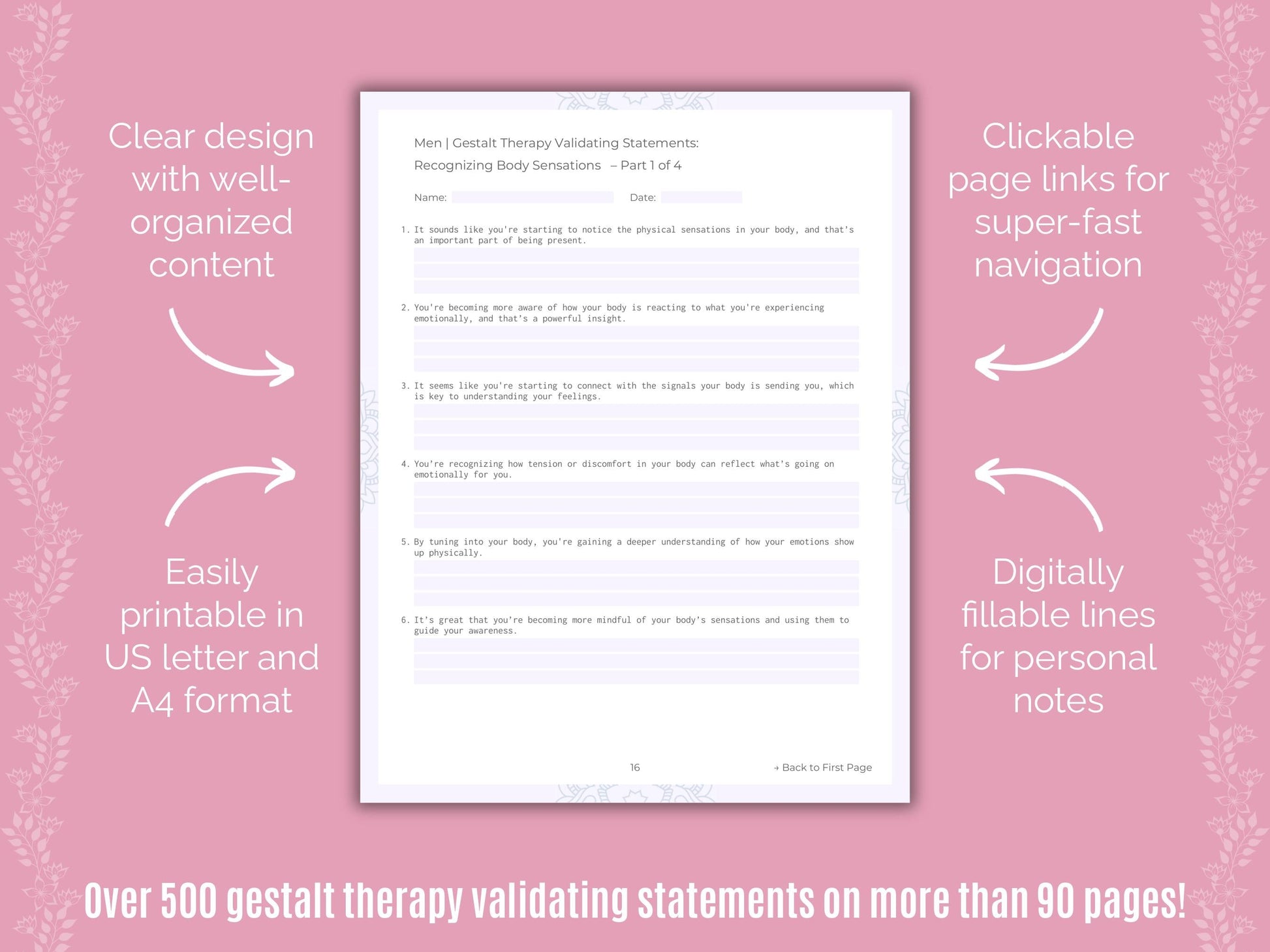 Men Gestalt Therapy Counseling Templates
