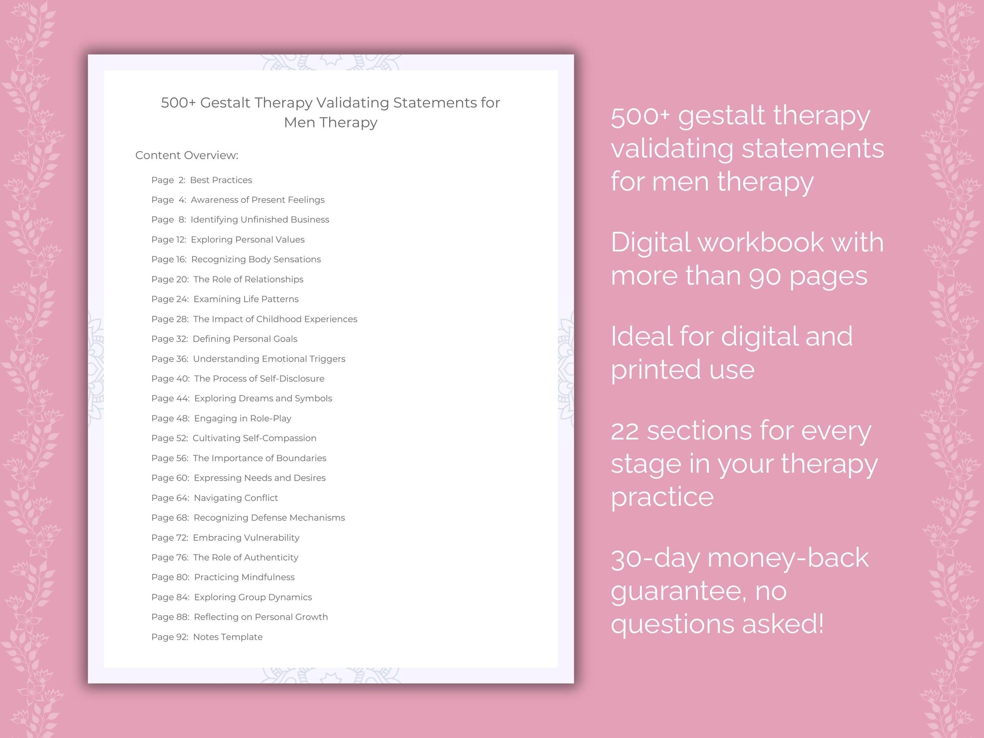 Men Gestalt Therapy Therapist Worksheets