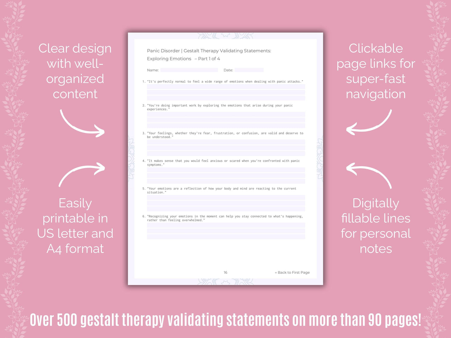 Panic Disorder Gestalt Therapy Counseling Templates