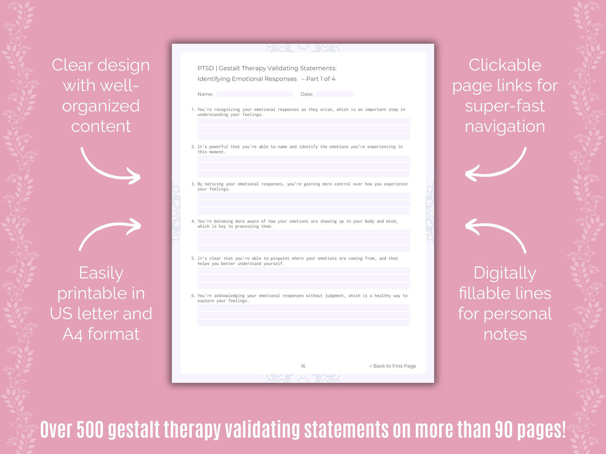 Post-Traumatic Stress Disorder (PTSD) Gestalt Therapy Counseling Templates