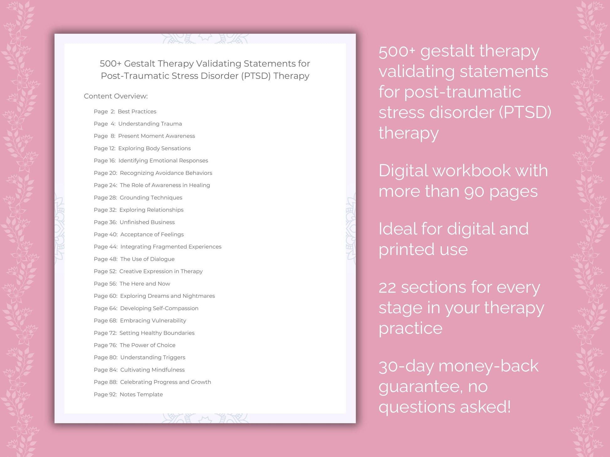 Post-Traumatic Stress Disorder (PTSD) Gestalt Therapy Therapist Worksheets