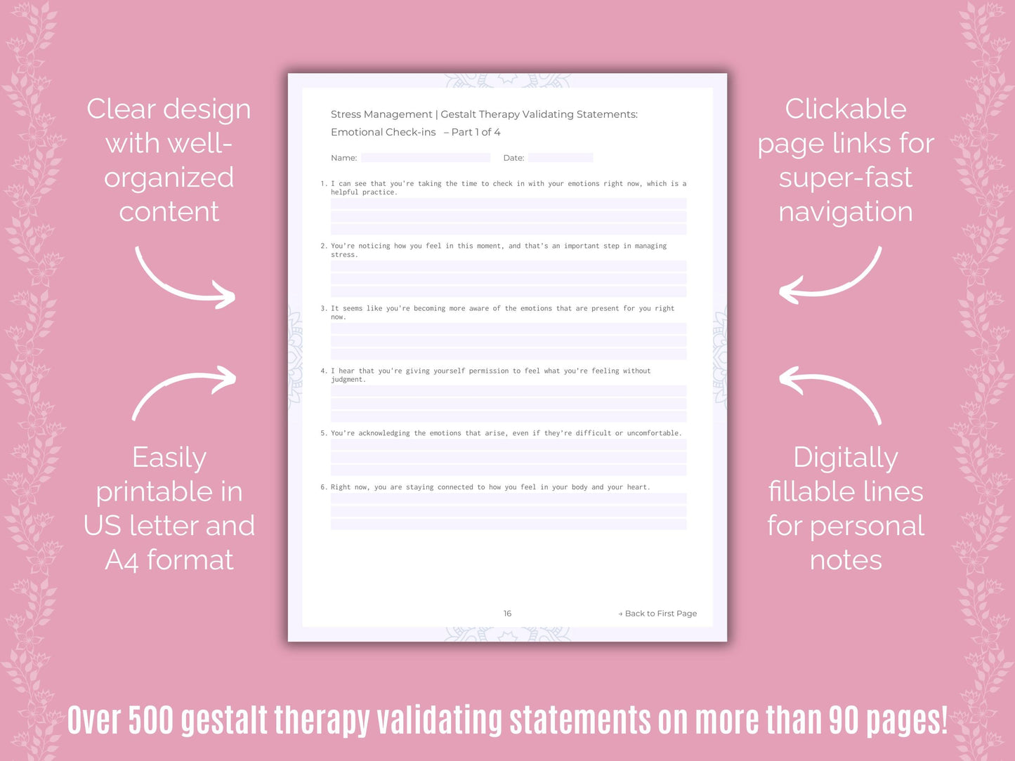 Stress Management Gestalt Therapy Counseling Templates