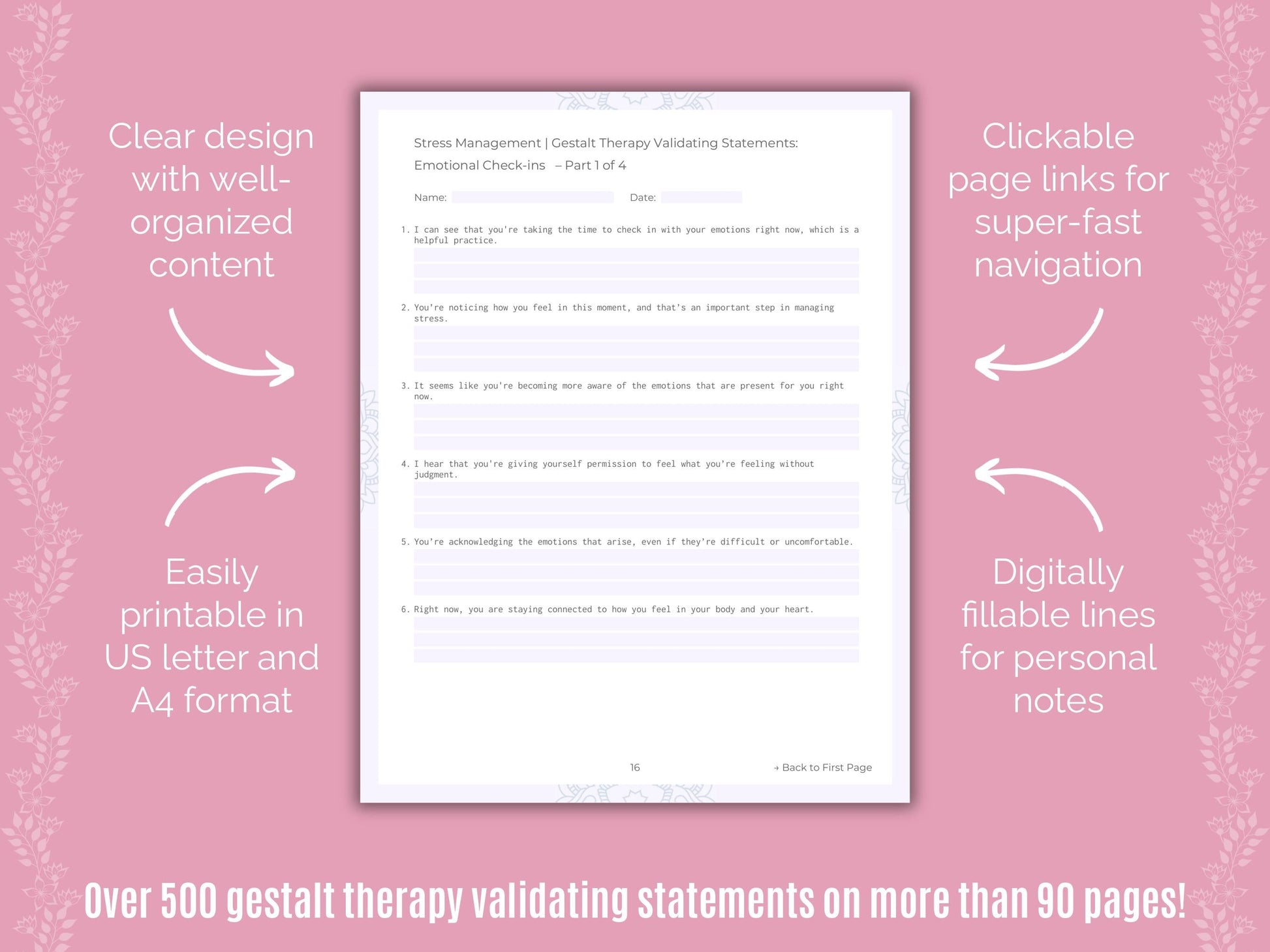 Stress Management Gestalt Therapy Counseling Templates
