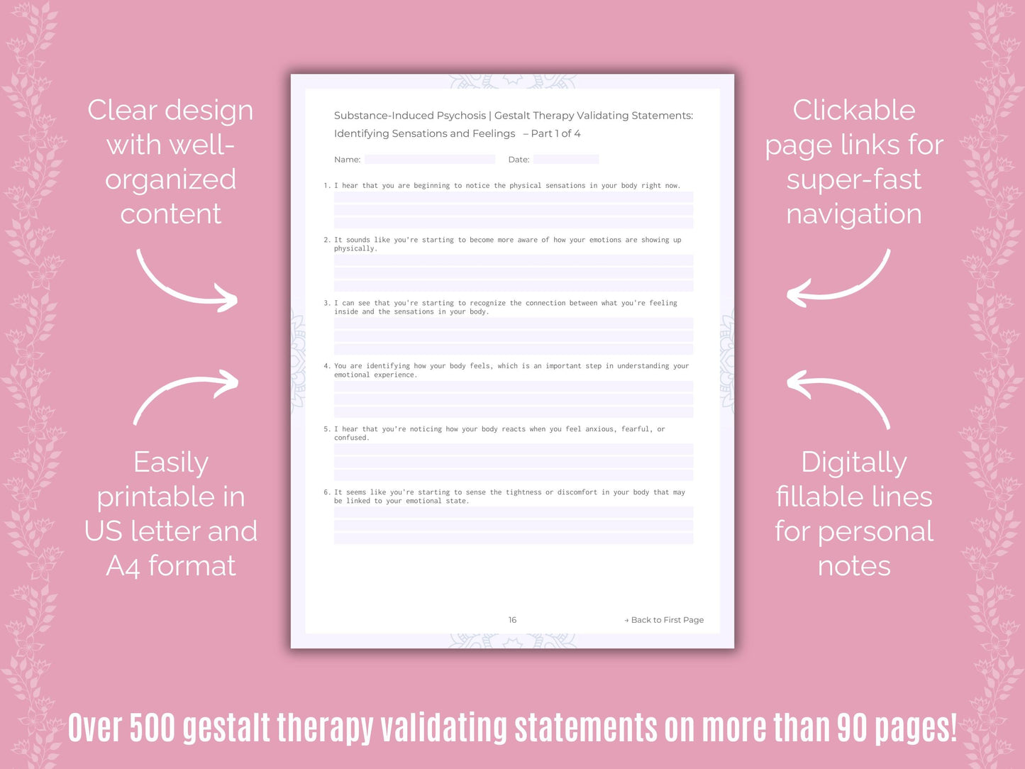 Substance-Induced Psychosis Gestalt Therapy Counseling Templates